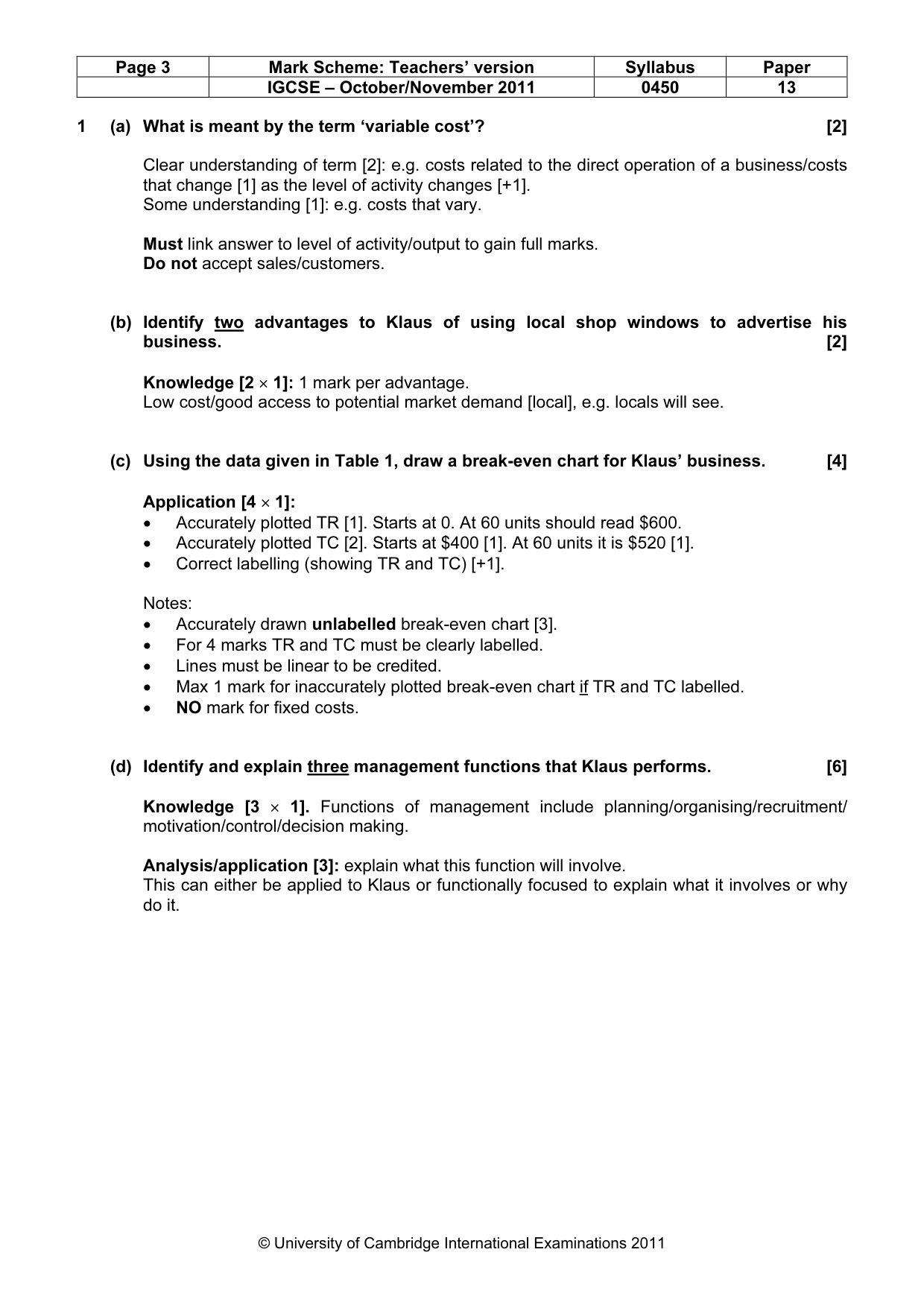 Mark scheme, page 3 of 9