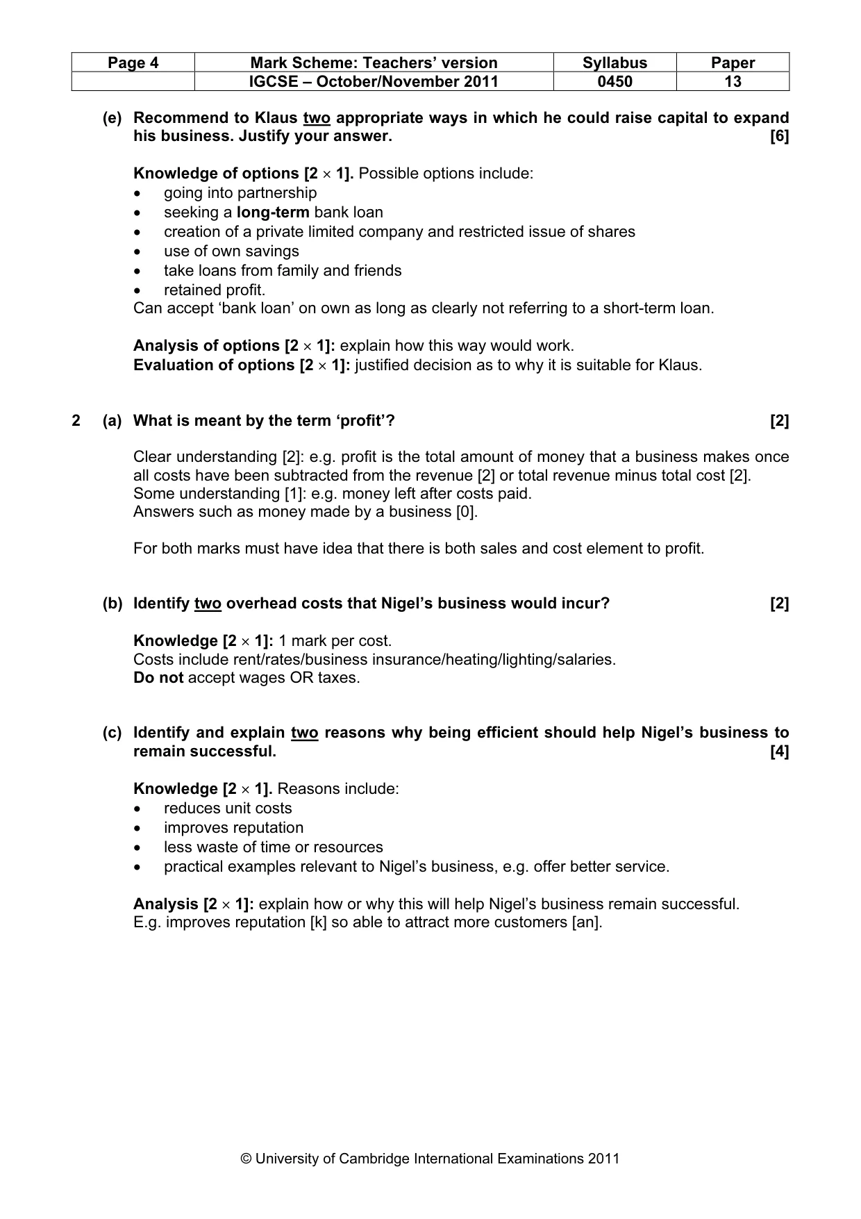 Mark scheme, page 4 of 9