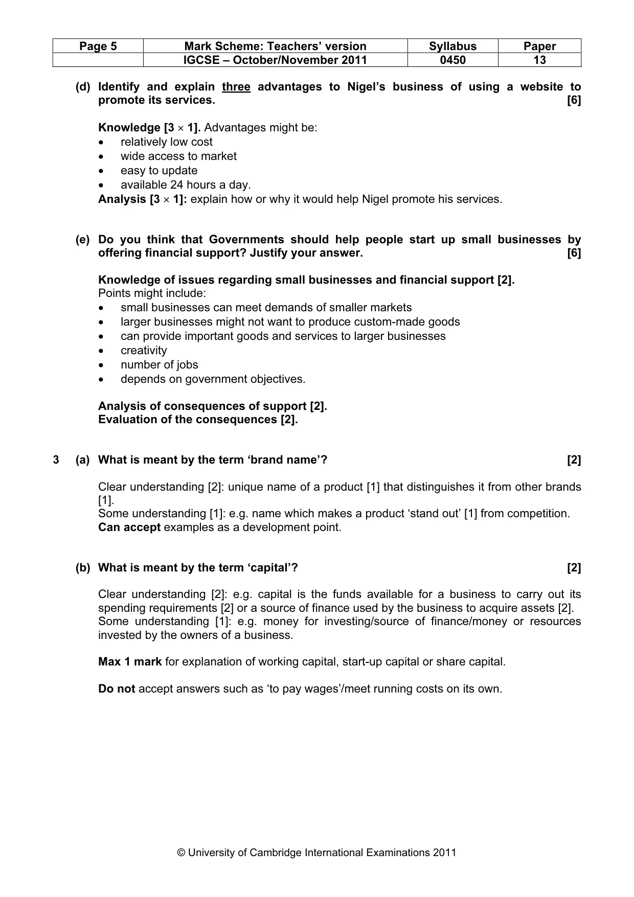 Mark scheme, page 5 of 9