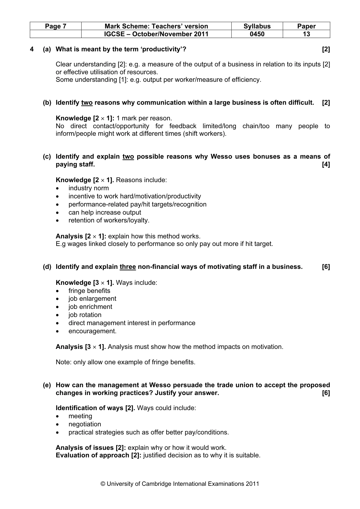 Mark scheme, page 7 of 9