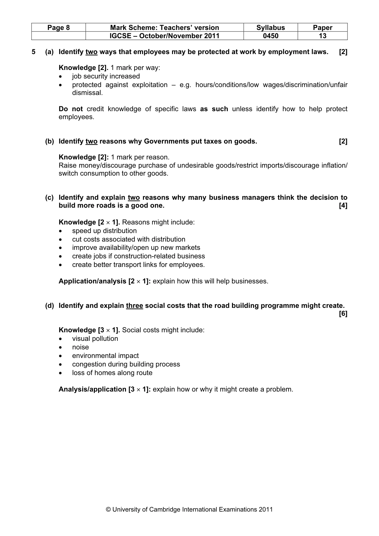 Mark scheme, page 8 of 9