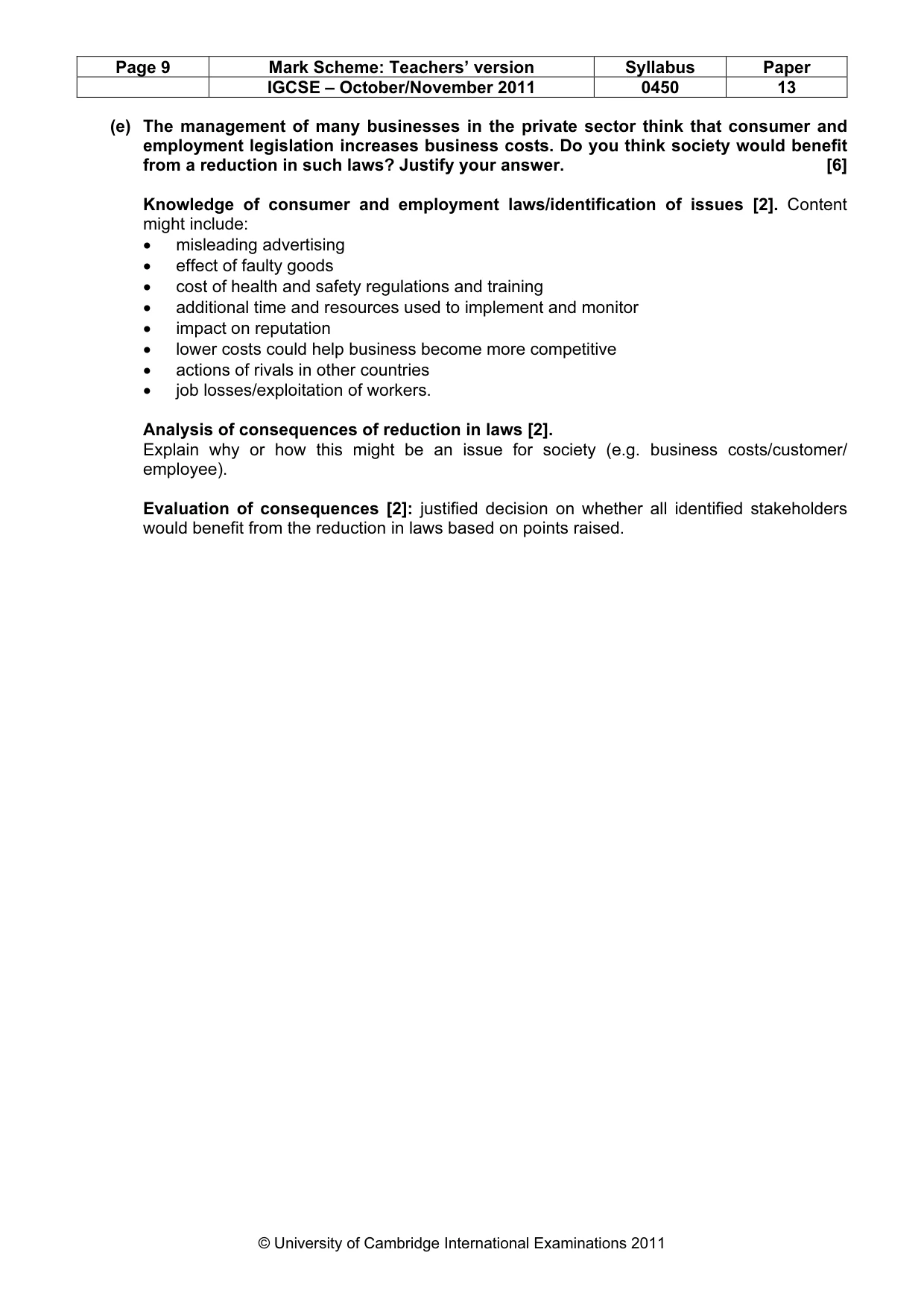 Mark scheme, page 9 of 9