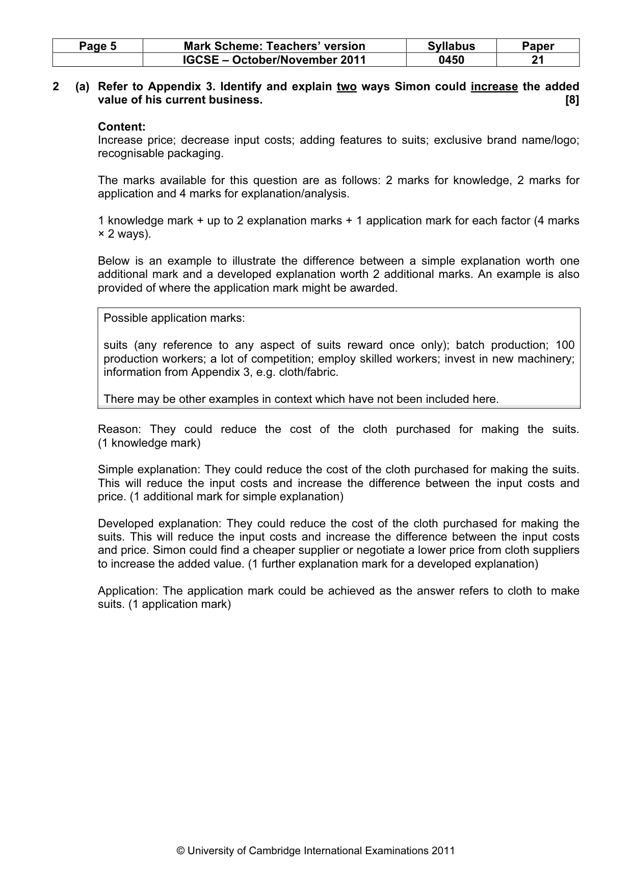 Mark scheme, page 5 of 12