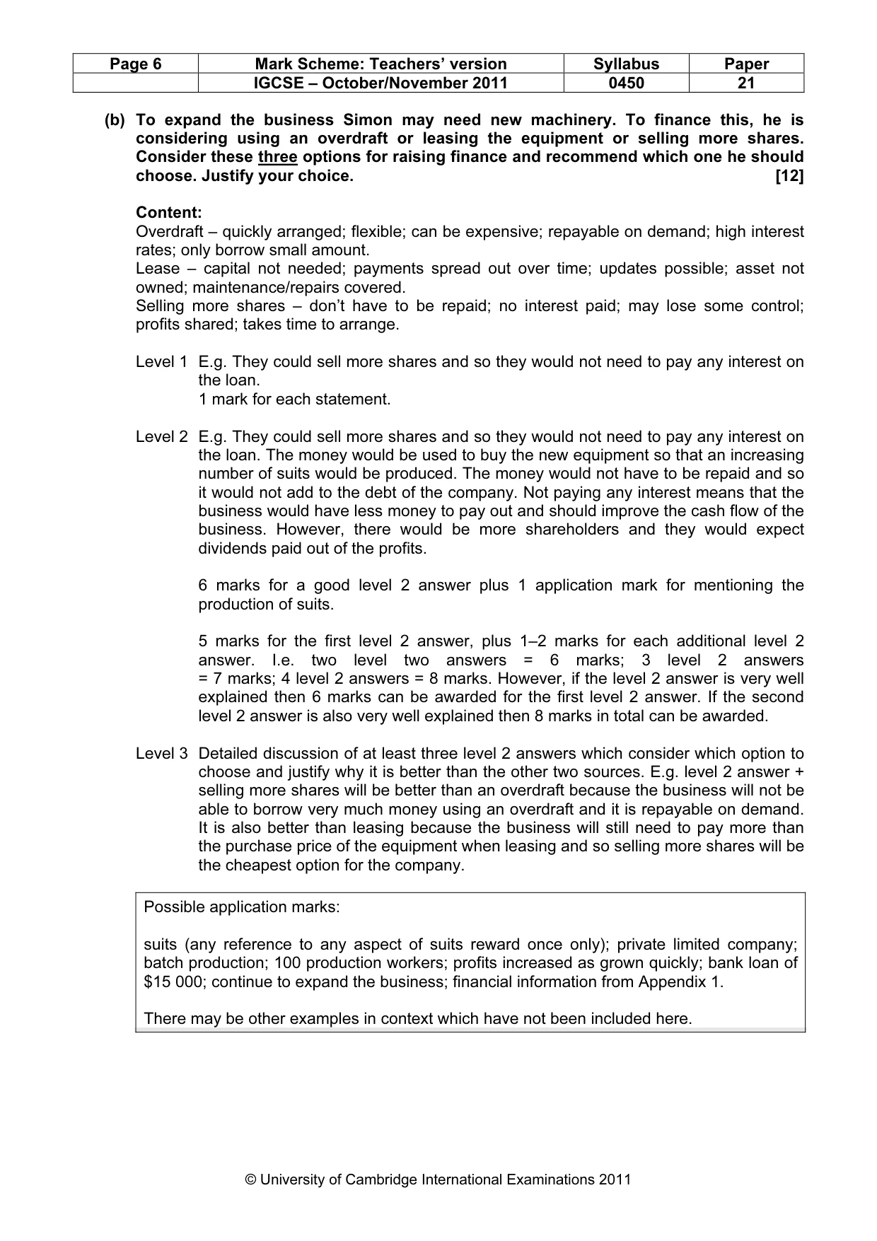 Mark scheme, page 6 of 12