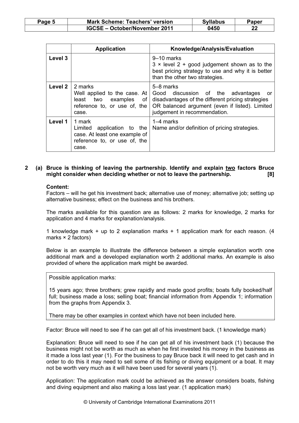 Mark scheme, page 5 of 13