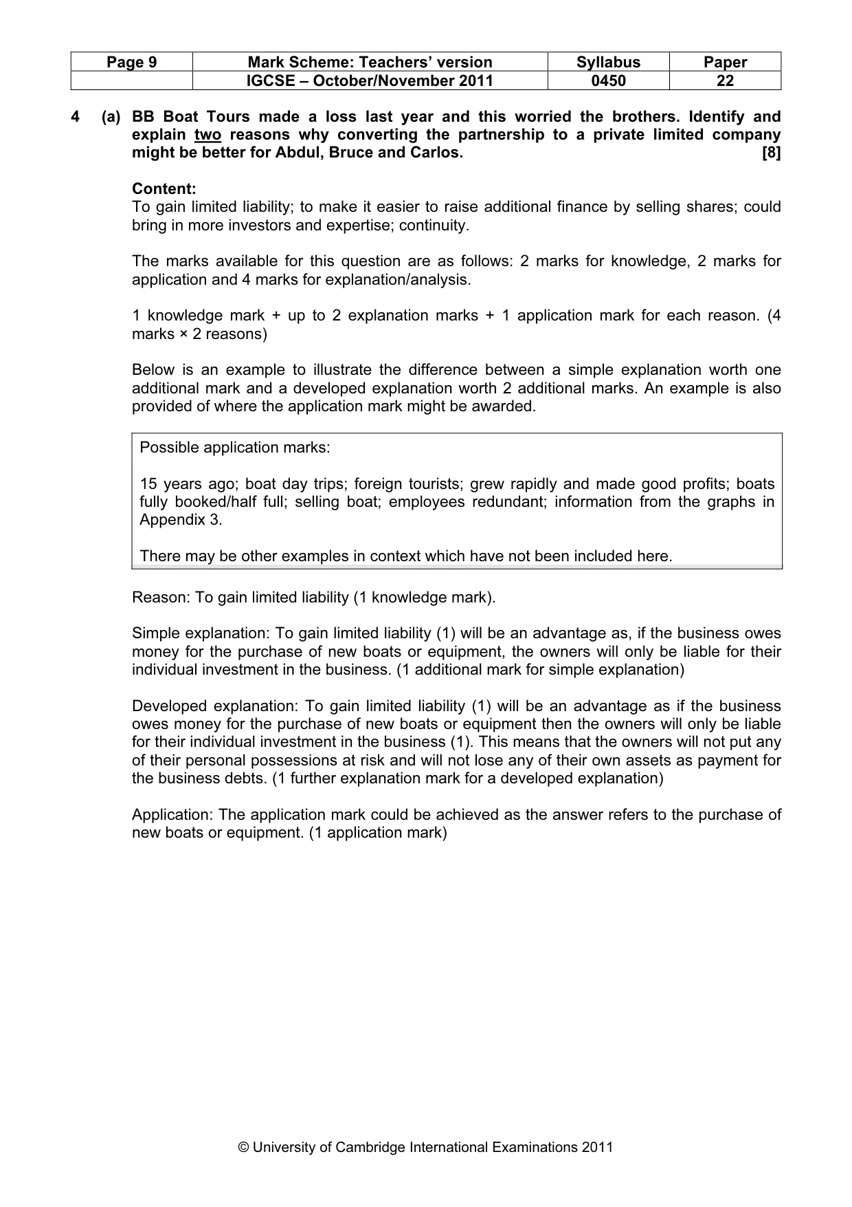Mark scheme, page 9 of 13