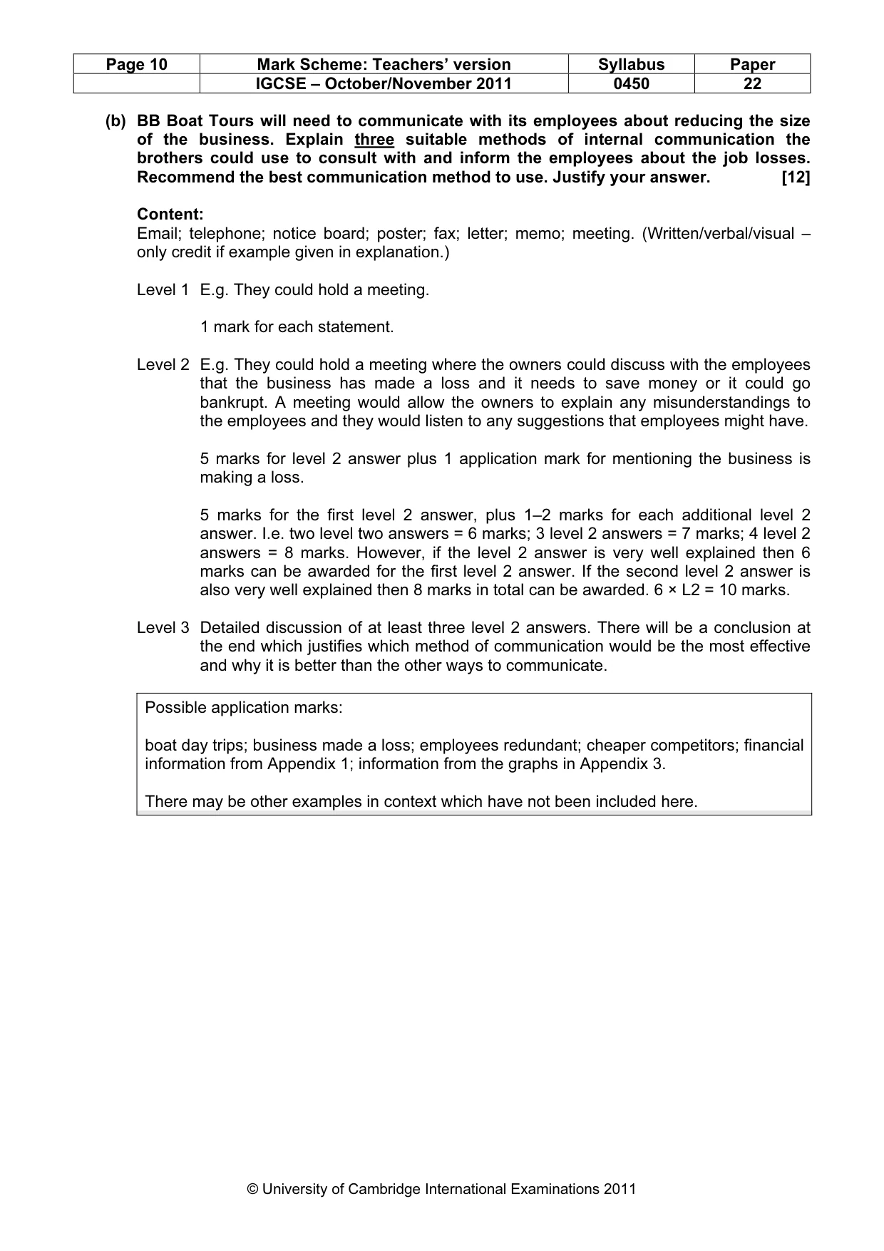 Mark scheme, page 10 of 13