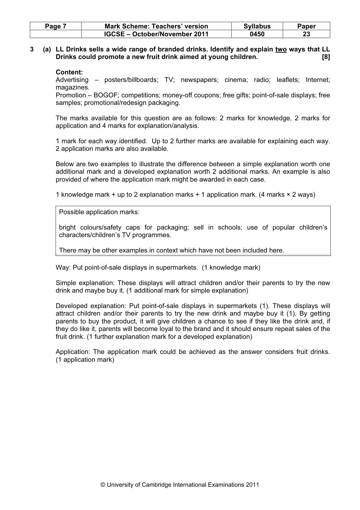 Mark scheme, page 7 of 13