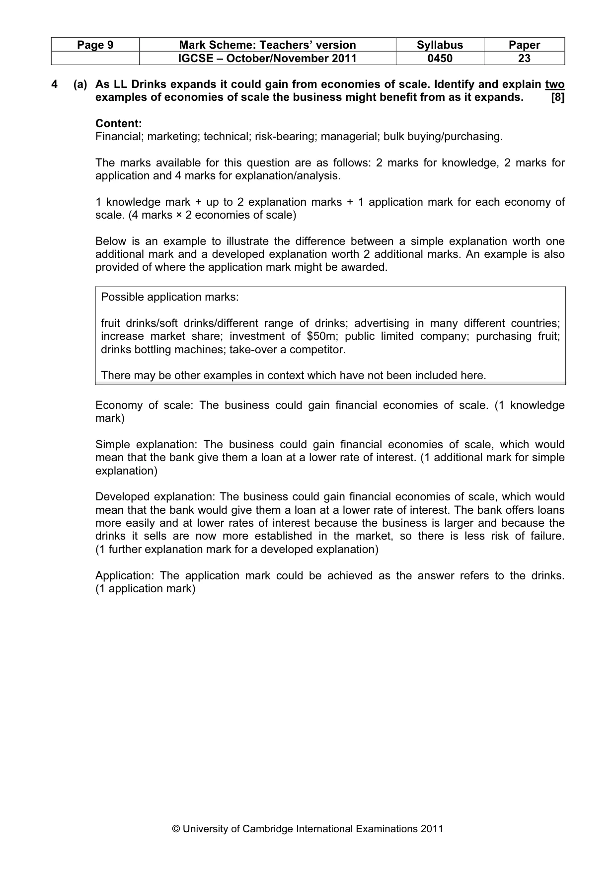 Mark scheme, page 9 of 13