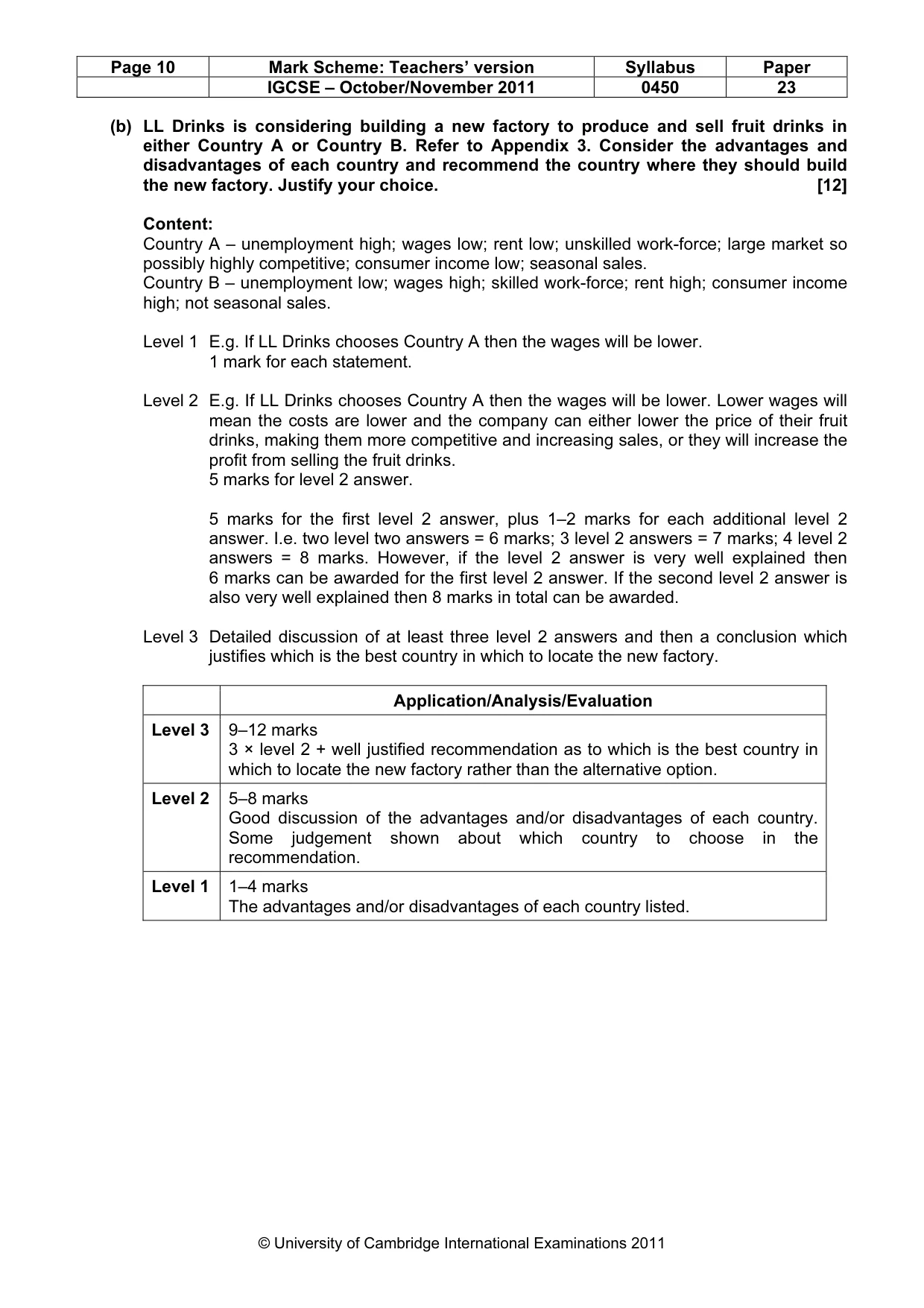 Mark scheme, page 10 of 13