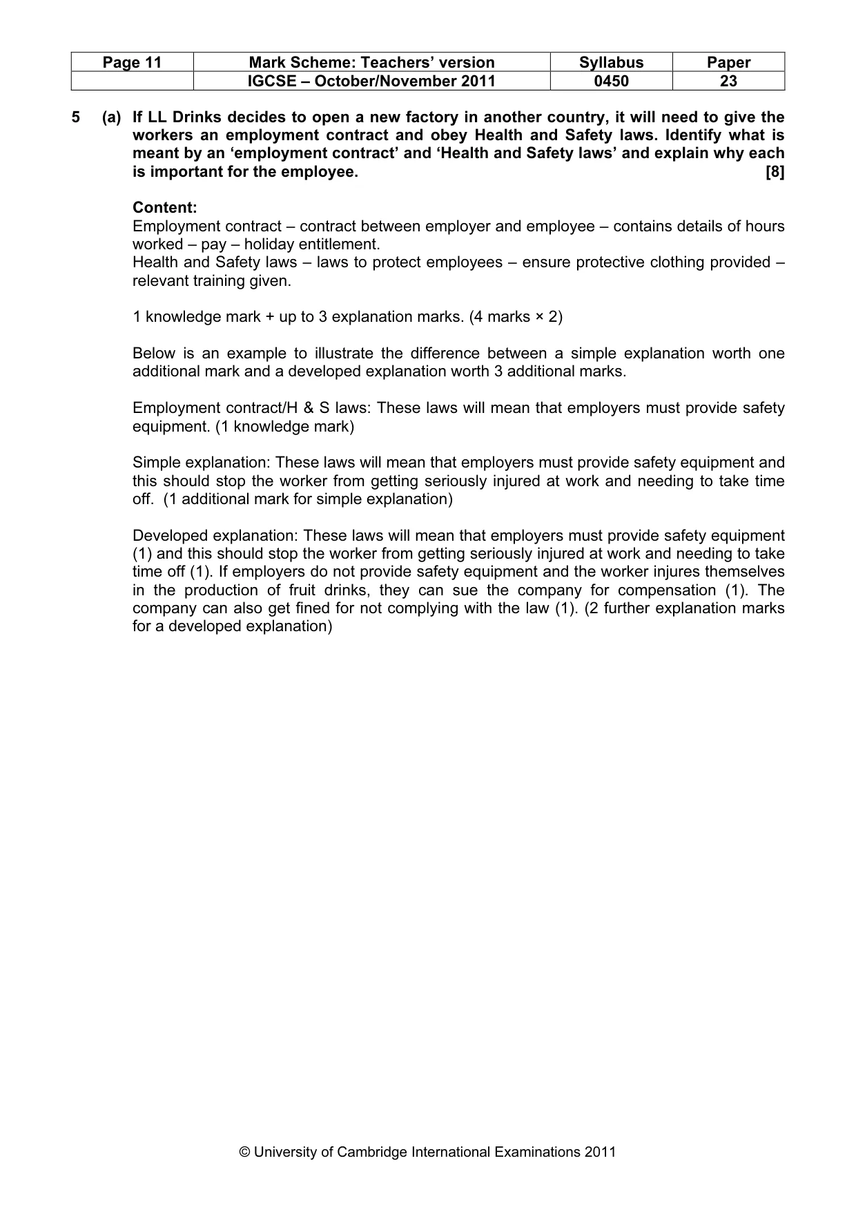 Mark scheme, page 11 of 13