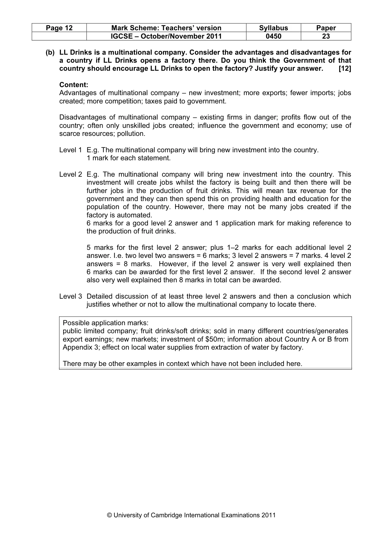 Mark scheme, page 12 of 13