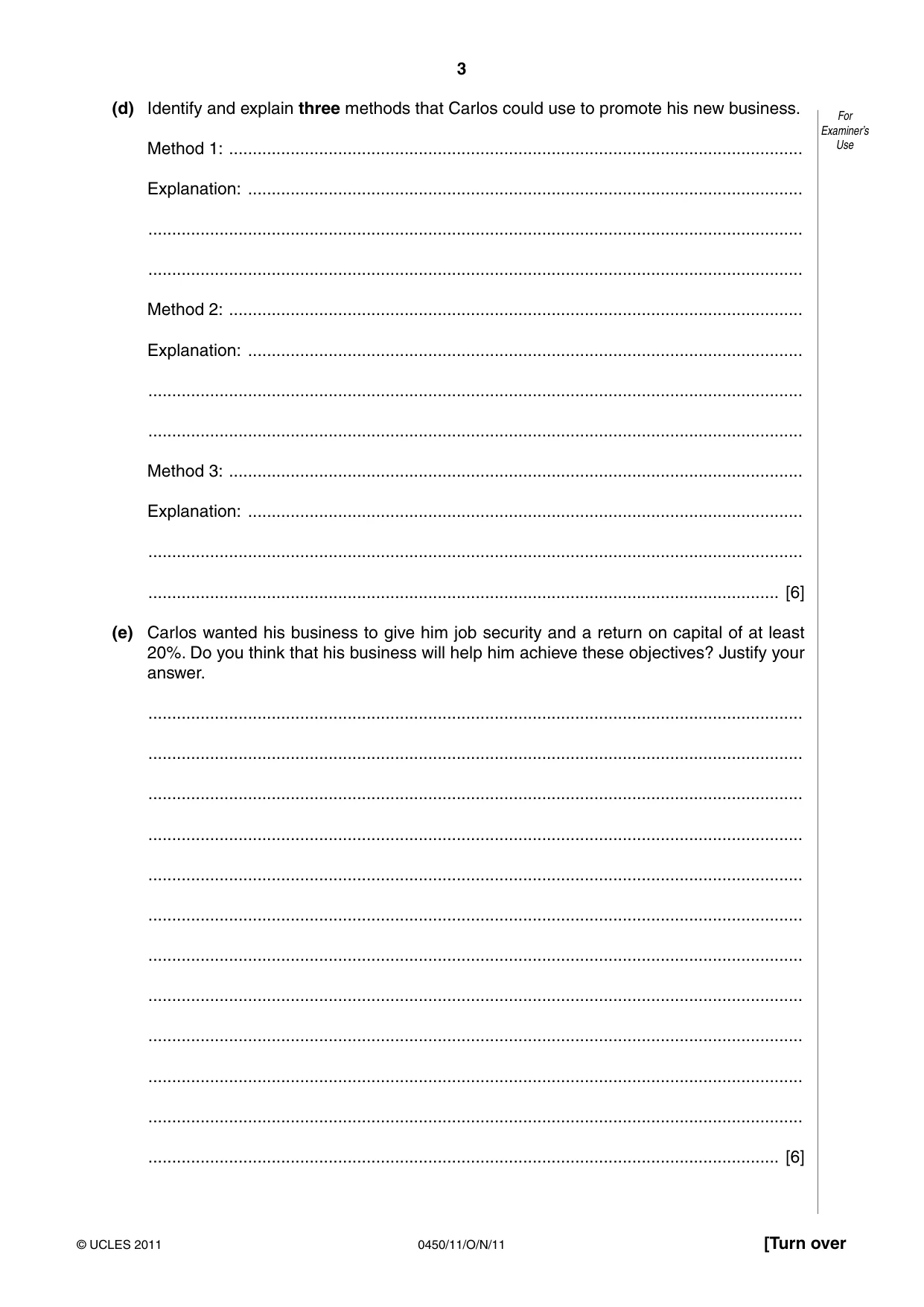 Cambridge IGCSE Business Studies 0450 2011 Oct/Nov Paper 1 · Variant 1 question paper, page 3 of 12