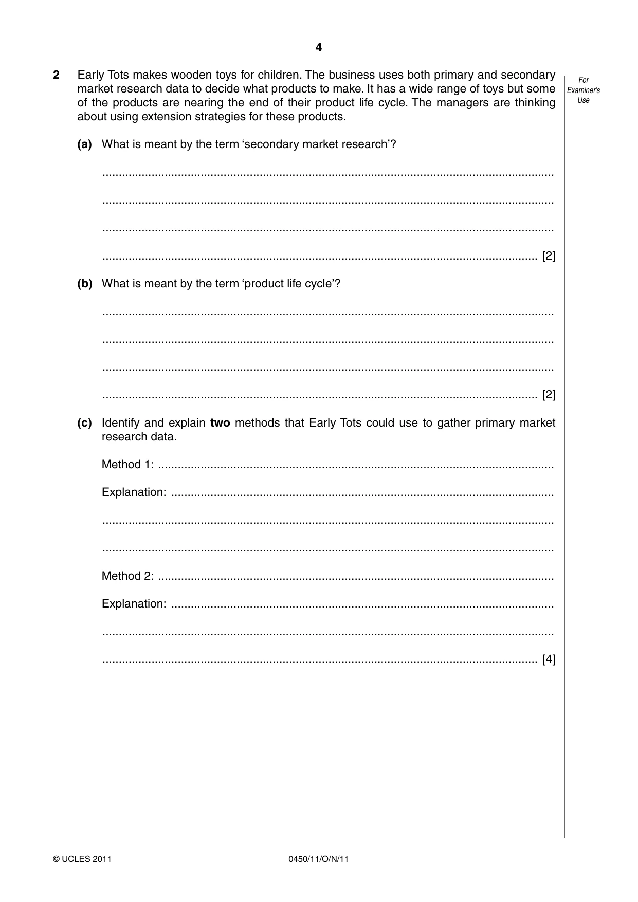 Cambridge IGCSE Business Studies 0450 2011 Oct/Nov Paper 1 · Variant 1 question paper, page 4 of 12