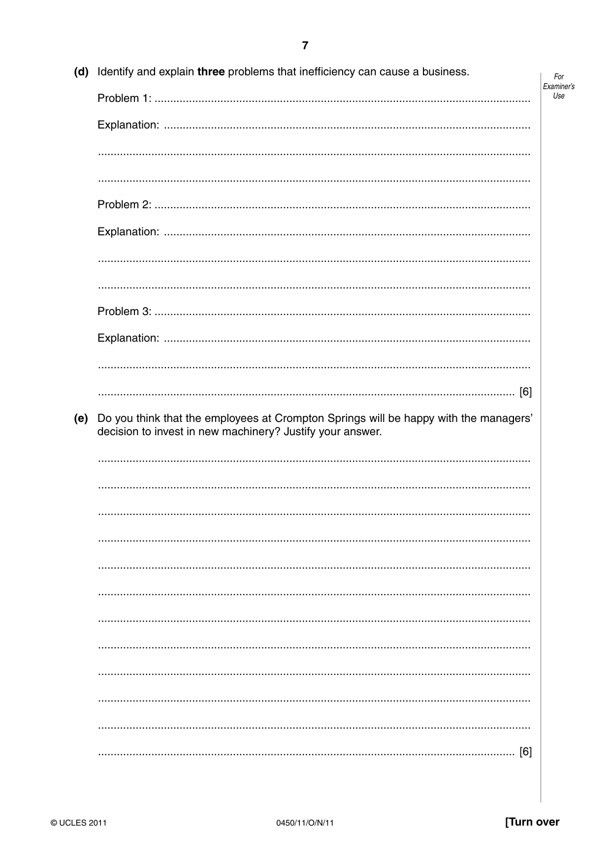 Cambridge IGCSE Business Studies 0450 2011 Oct/Nov Paper 1 · Variant 1 question paper, page 7 of 12