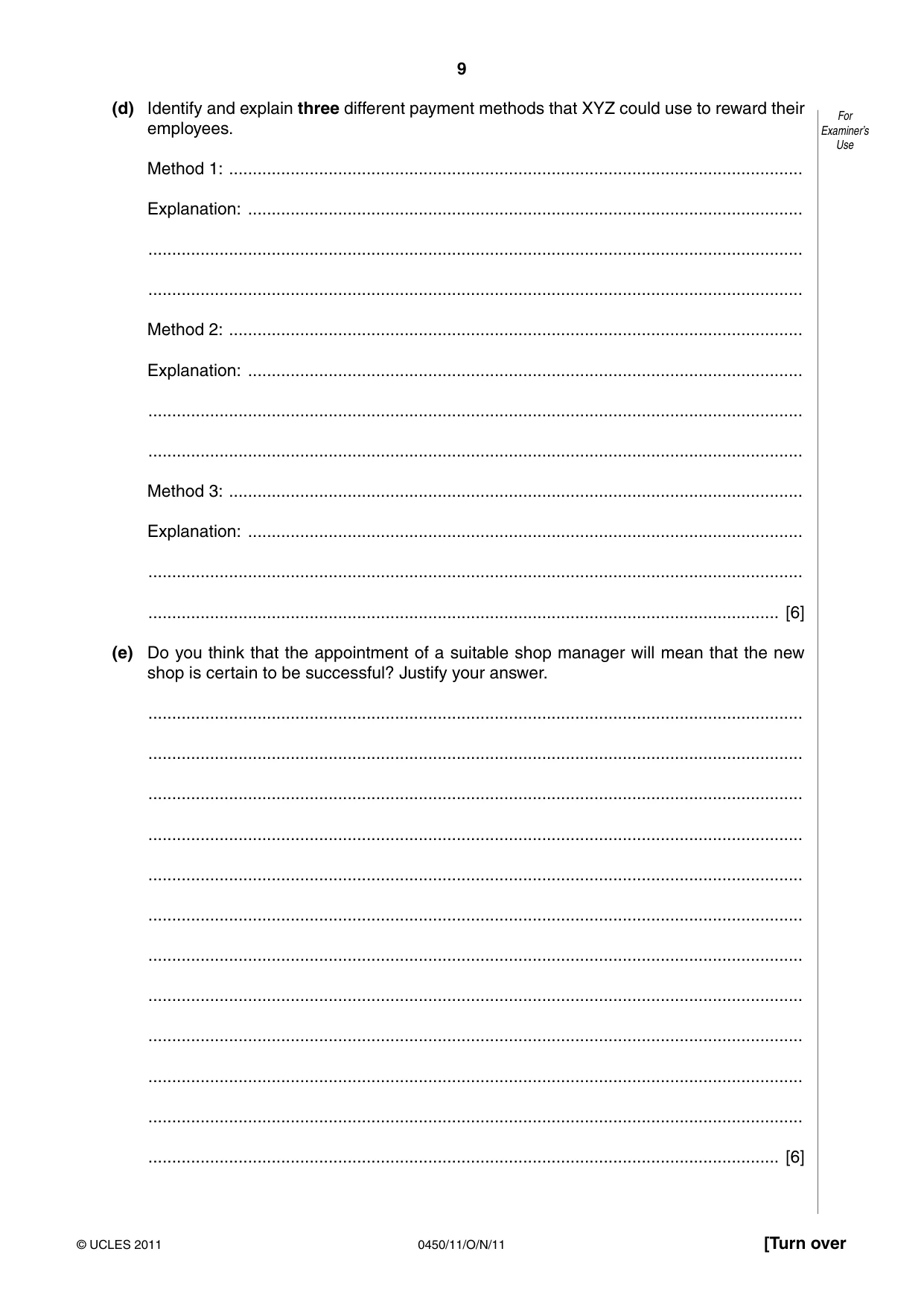 Cambridge IGCSE Business Studies 0450 2011 Oct/Nov Paper 1 · Variant 1 question paper, page 9 of 12