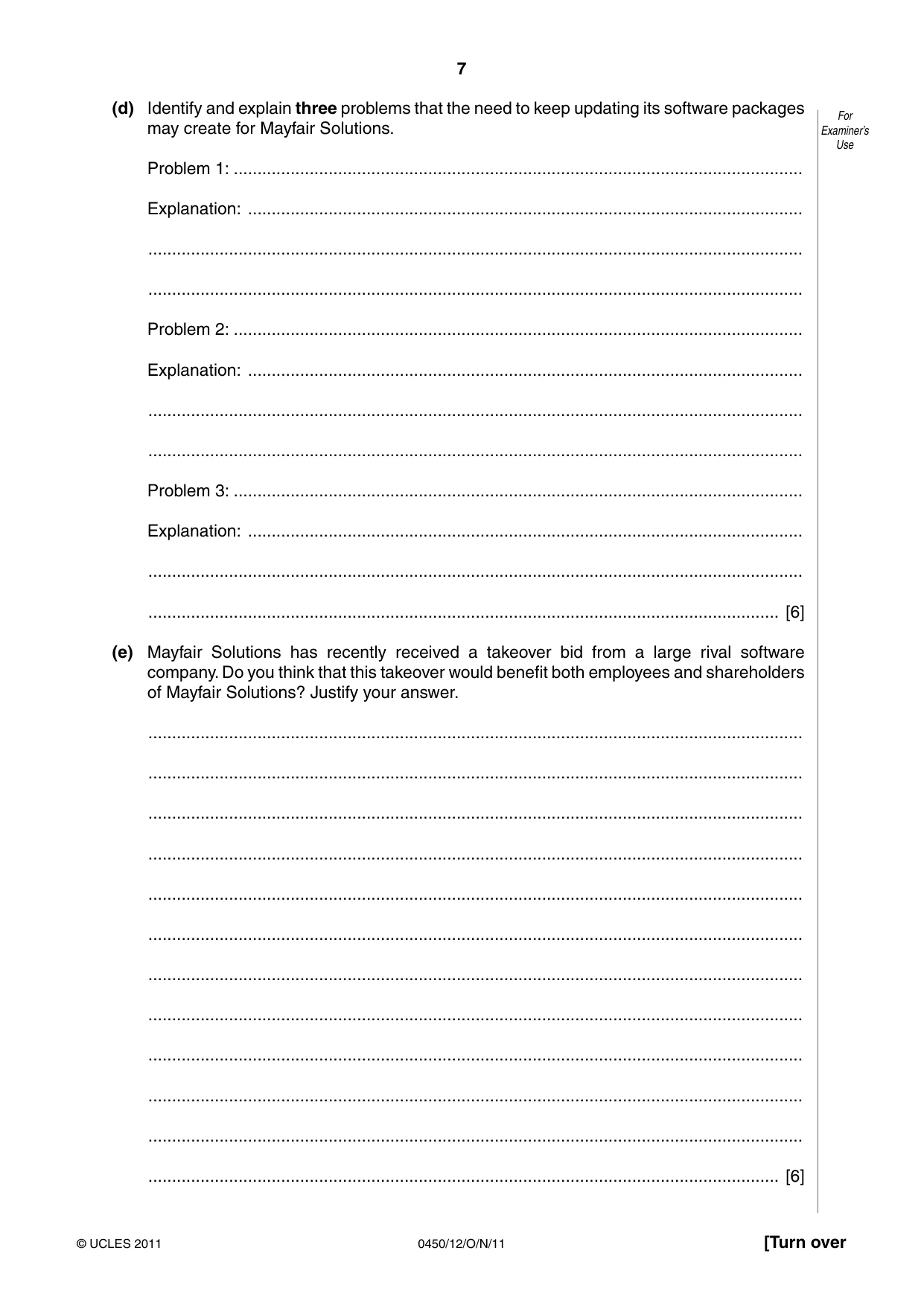 Cambridge IGCSE Business Studies 0450 2011 Oct/Nov Paper 1 · Variant 2 question paper, page 7 of 12