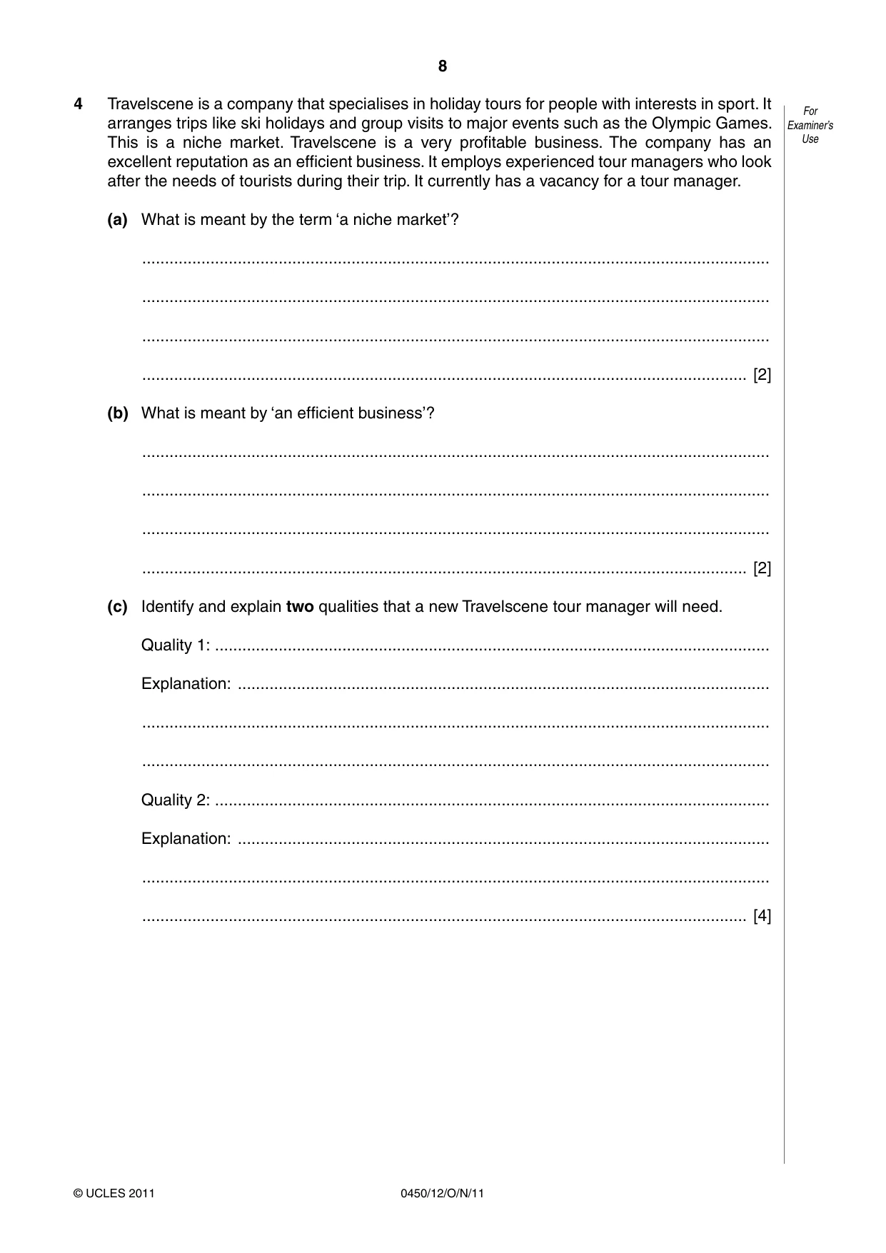 Cambridge IGCSE Business Studies 0450 2011 Oct/Nov Paper 1 · Variant 2 question paper, page 8 of 12