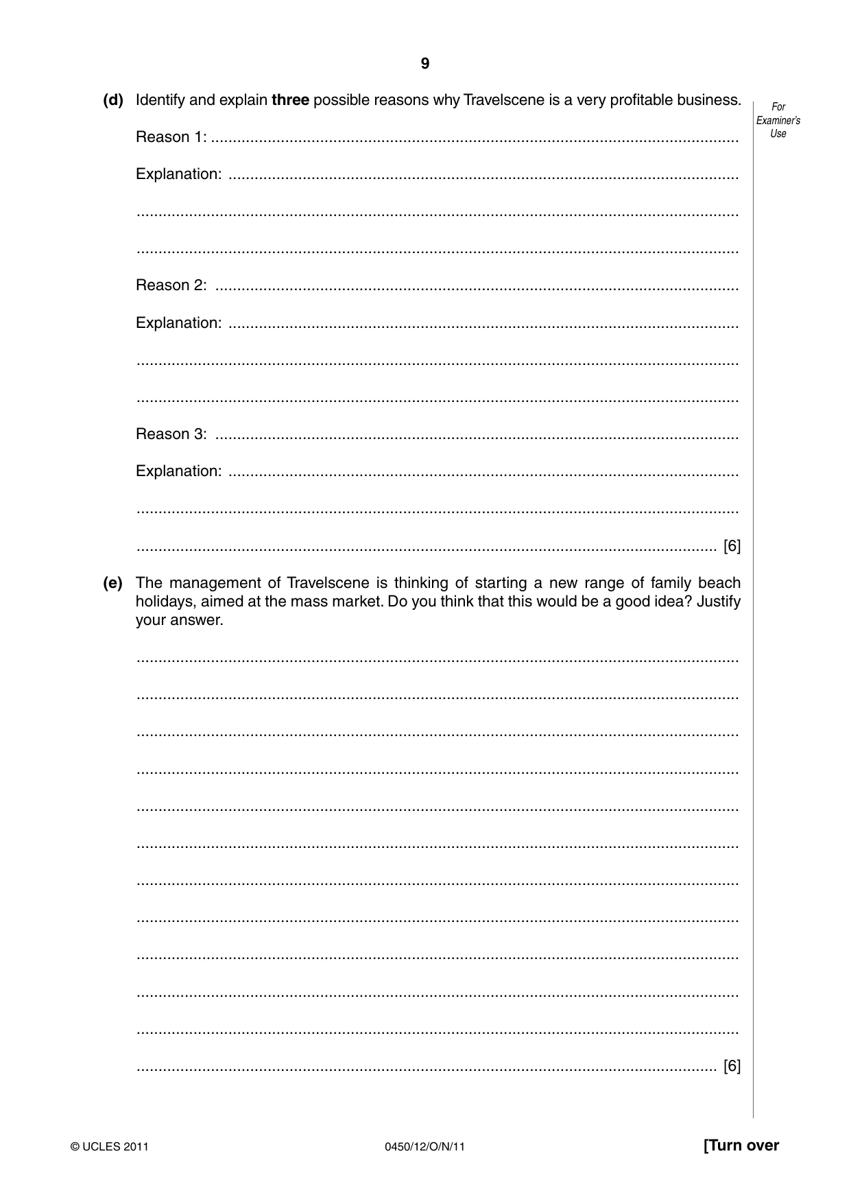 Cambridge IGCSE Business Studies 0450 2011 Oct/Nov Paper 1 · Variant 2 question paper, page 9 of 12