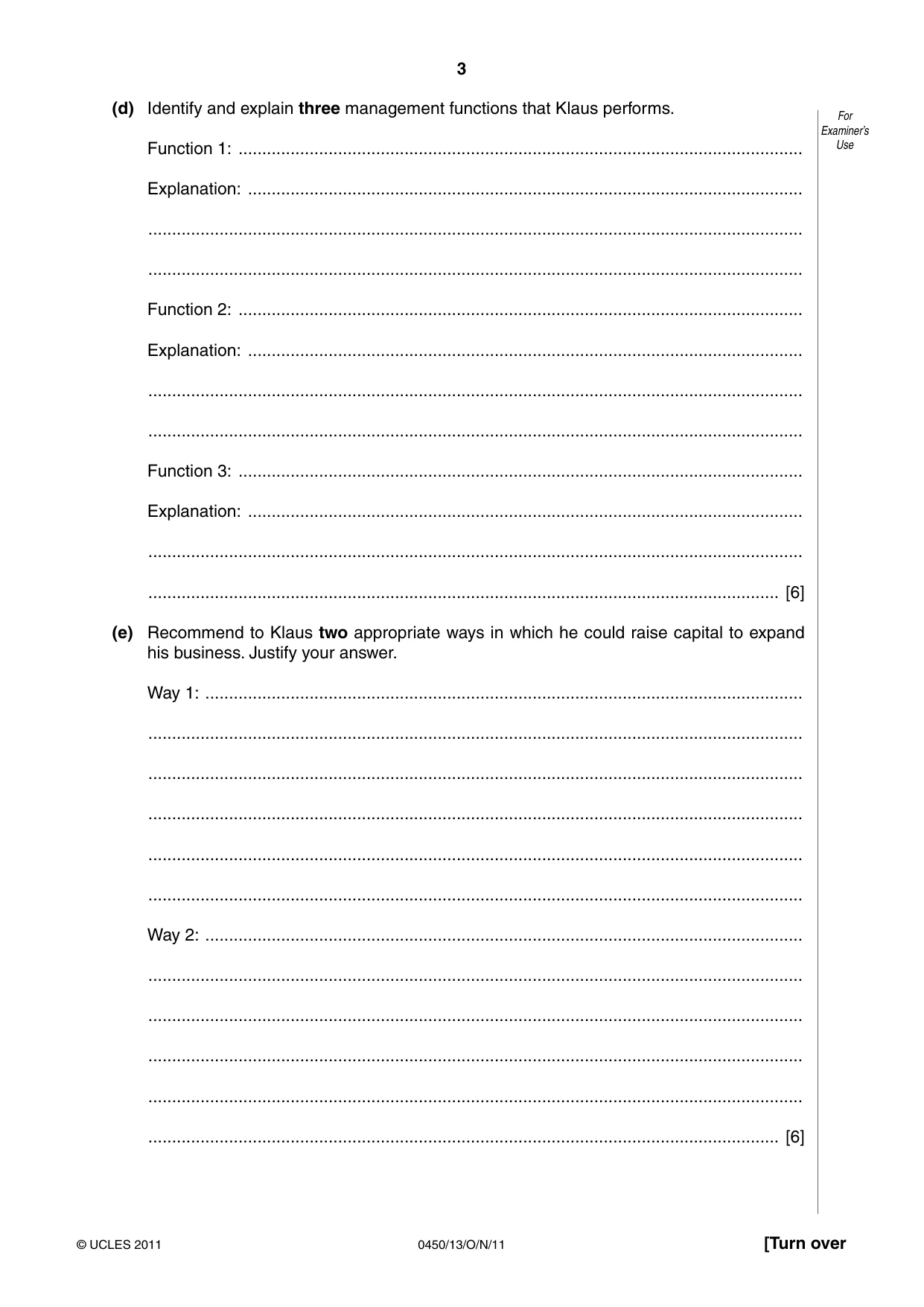 Cambridge IGCSE Business Studies 0450 2011 Oct/Nov Paper 1 · Variant 3 question paper, page 3 of 12