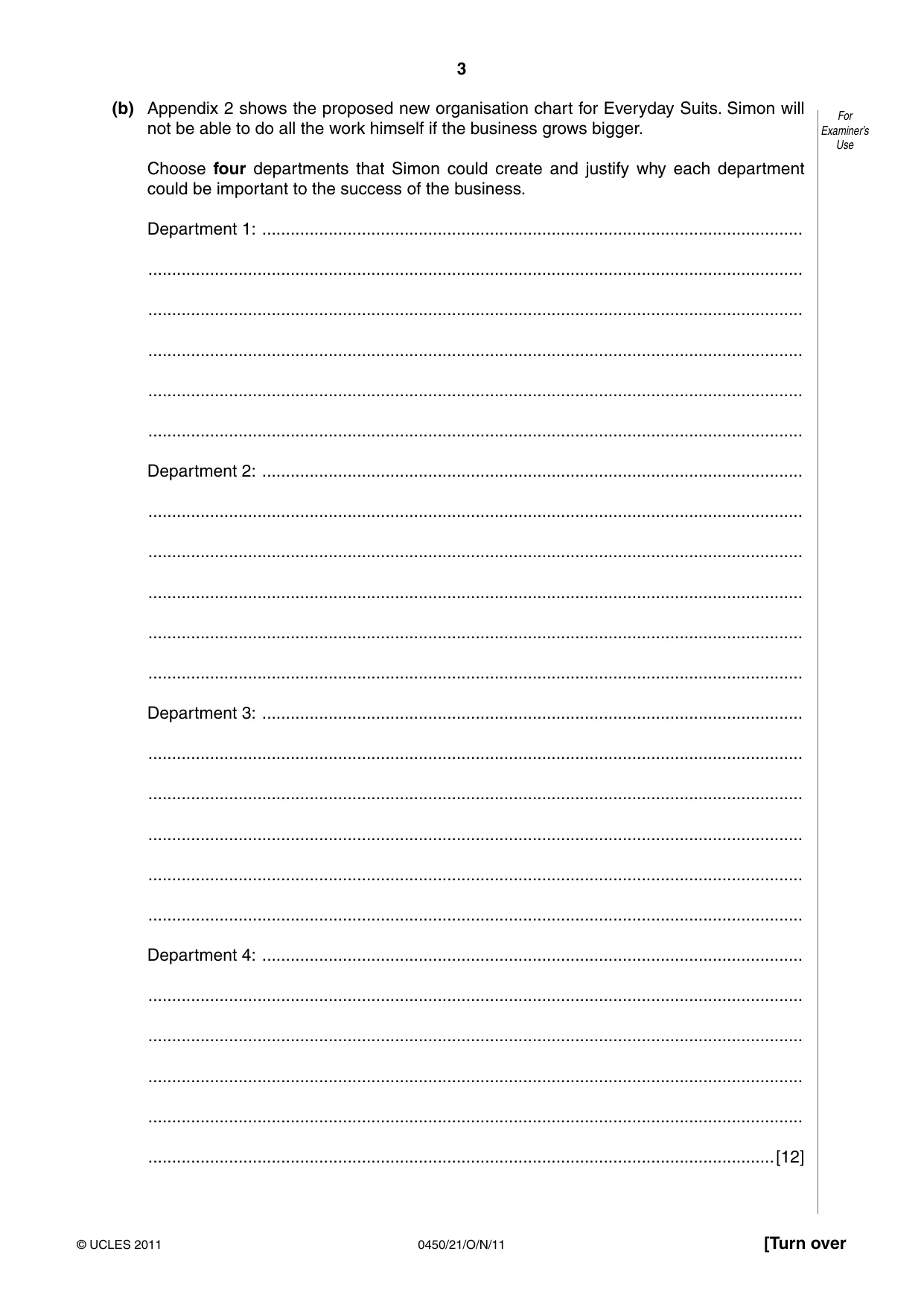 Cambridge IGCSE Business Studies 0450 2011 Oct/Nov Paper 2 · Variant 1 question paper, page 3 of 12