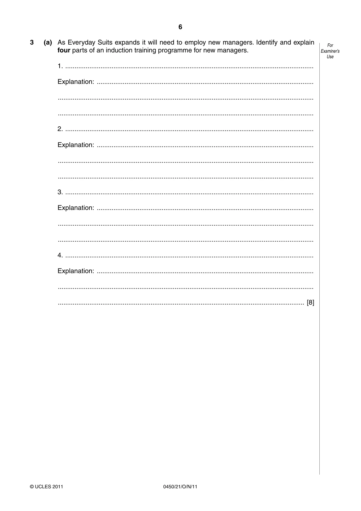 Cambridge IGCSE Business Studies 0450 2011 Oct/Nov Paper 2 · Variant 1 question paper, page 6 of 12