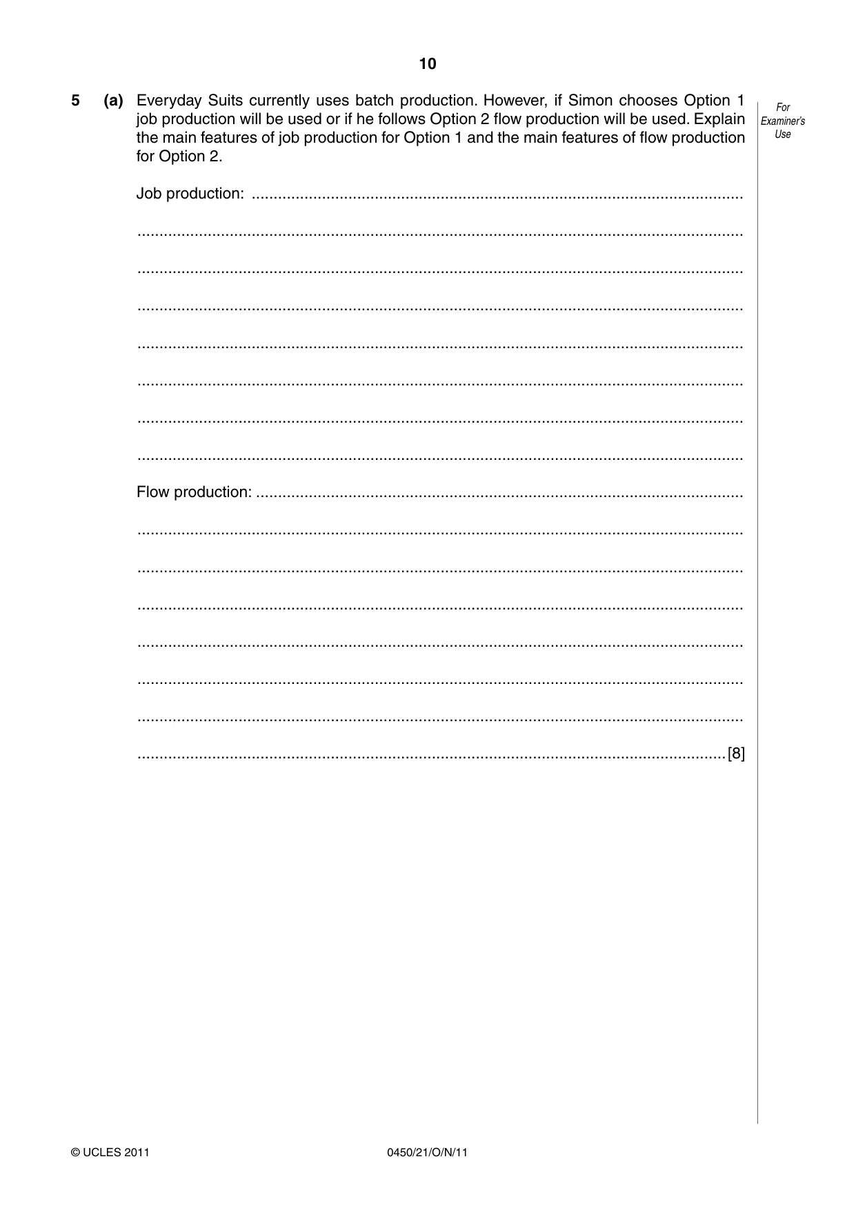 Cambridge IGCSE Business Studies 0450 2011 Oct/Nov Paper 2 · Variant 1 question paper, page 10 of 12