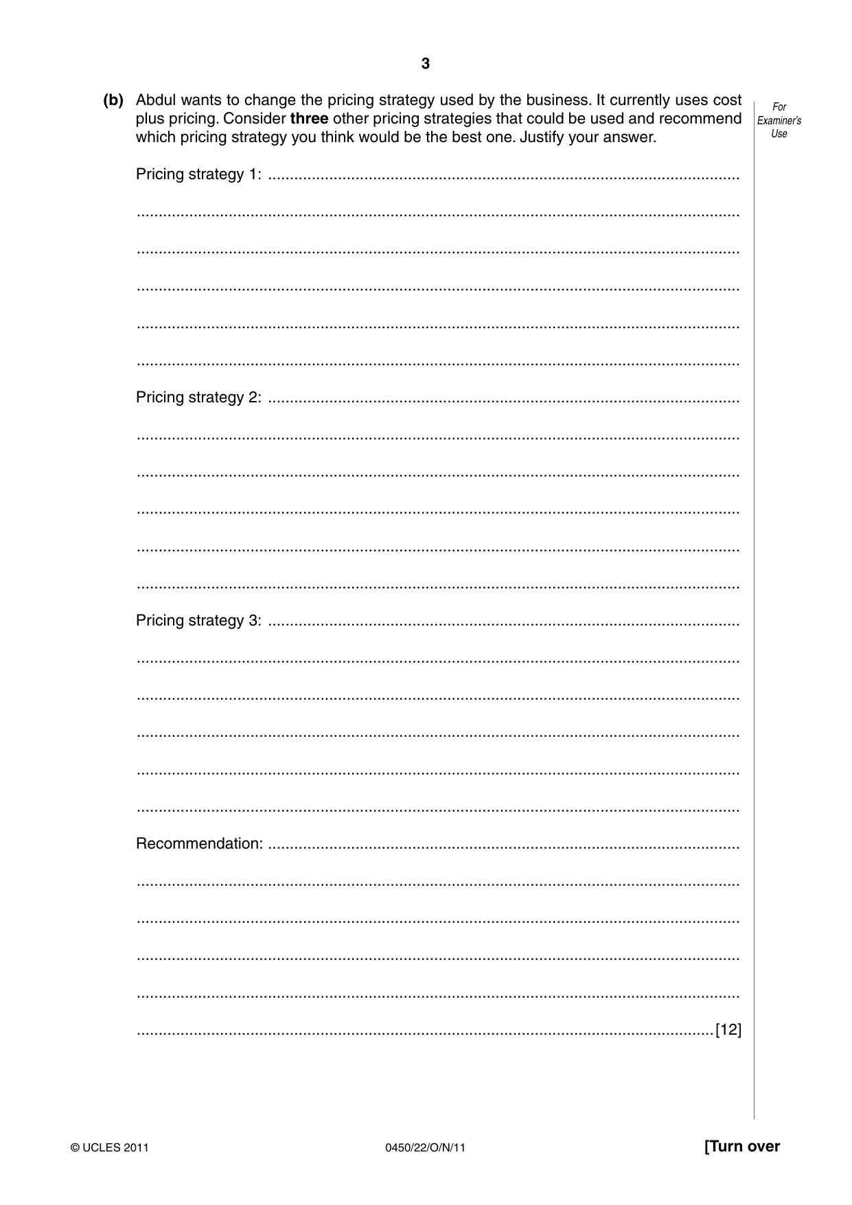 Cambridge IGCSE Business Studies 0450 2011 Oct/Nov Paper 2 · Variant 2 question paper, page 3 of 12