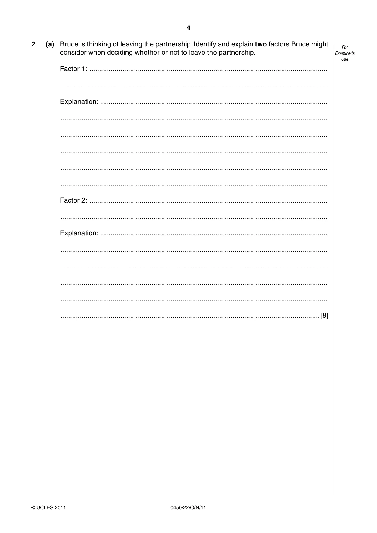 Cambridge IGCSE Business Studies 0450 2011 Oct/Nov Paper 2 · Variant 2 question paper, page 4 of 12
