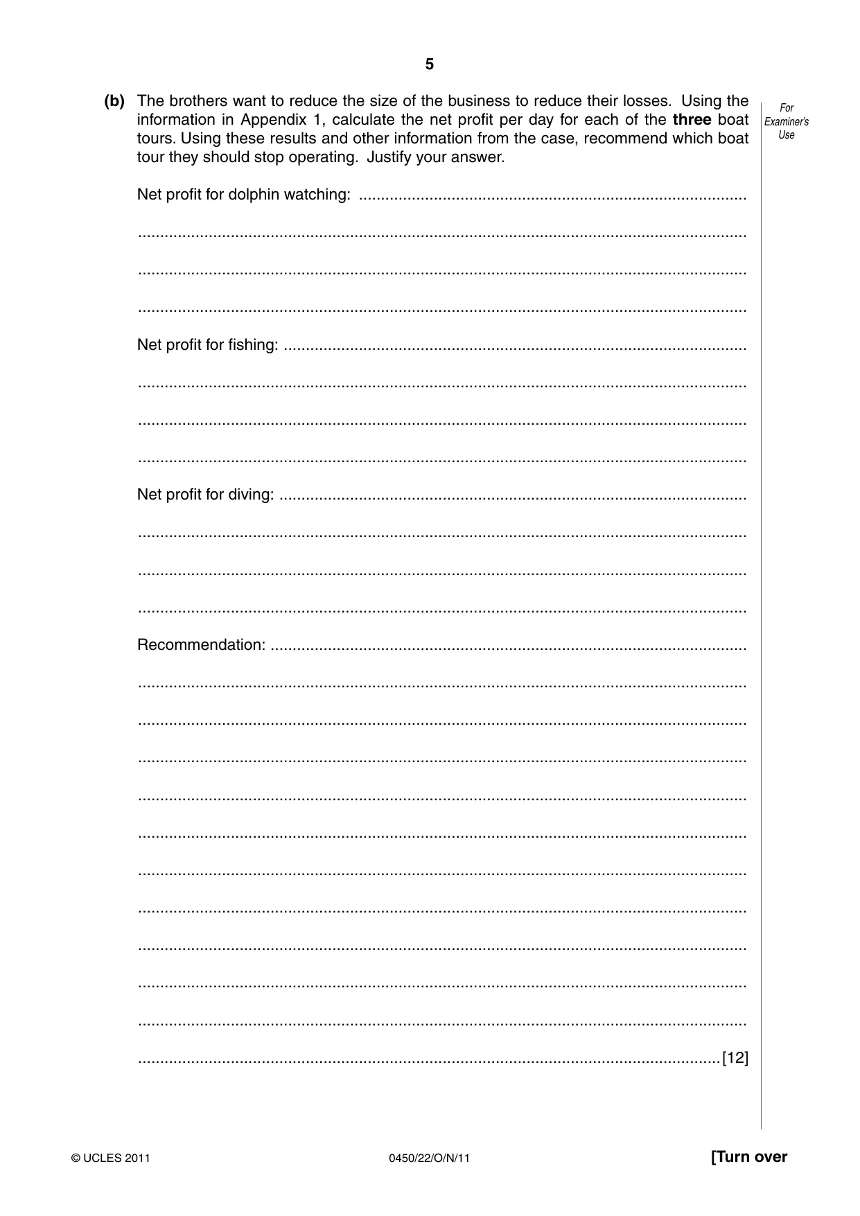Cambridge IGCSE Business Studies 0450 2011 Oct/Nov Paper 2 · Variant 2 question paper, page 5 of 12
