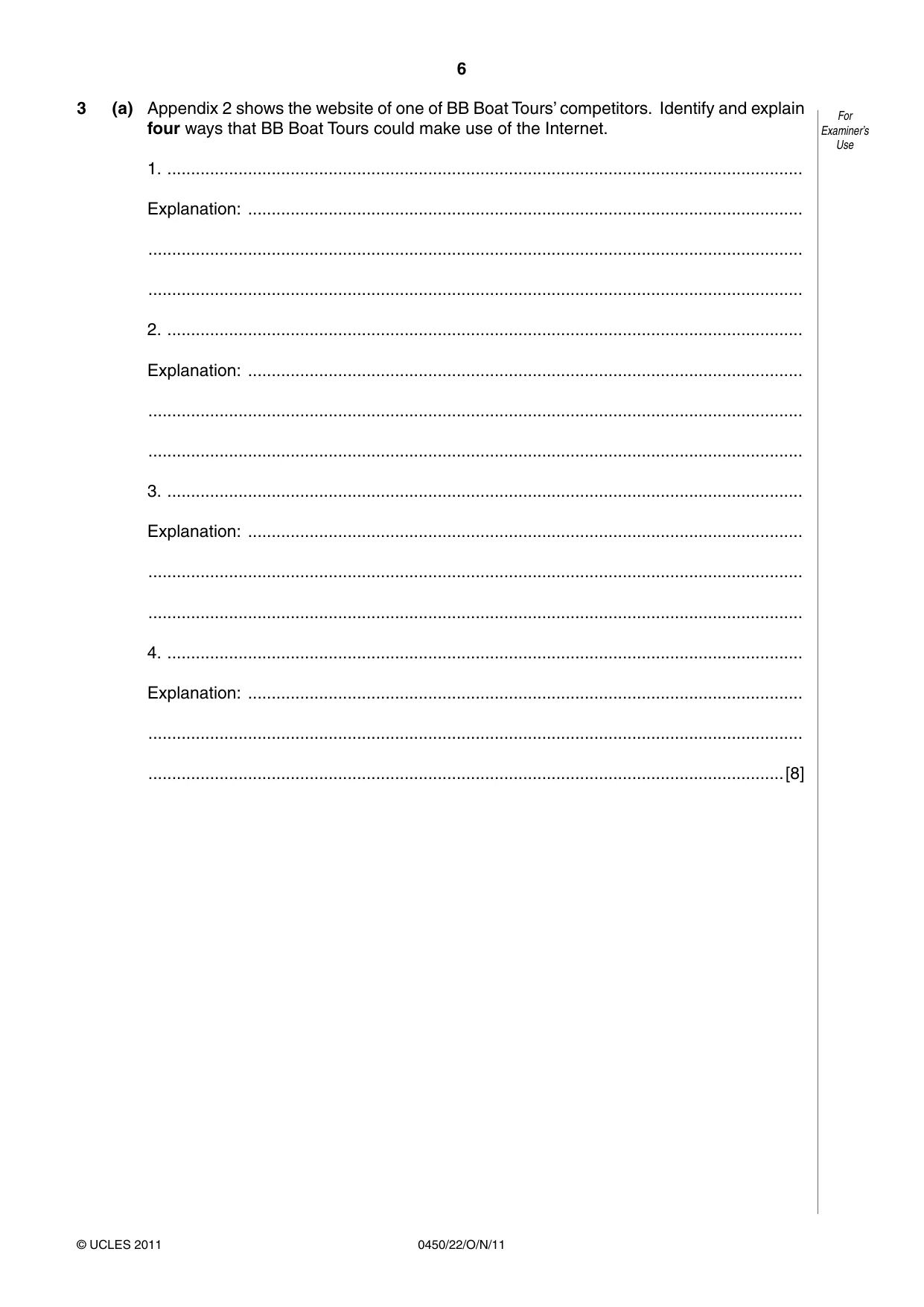 Cambridge IGCSE Business Studies 0450 2011 Oct/Nov Paper 2 · Variant 2 question paper, page 6 of 12
