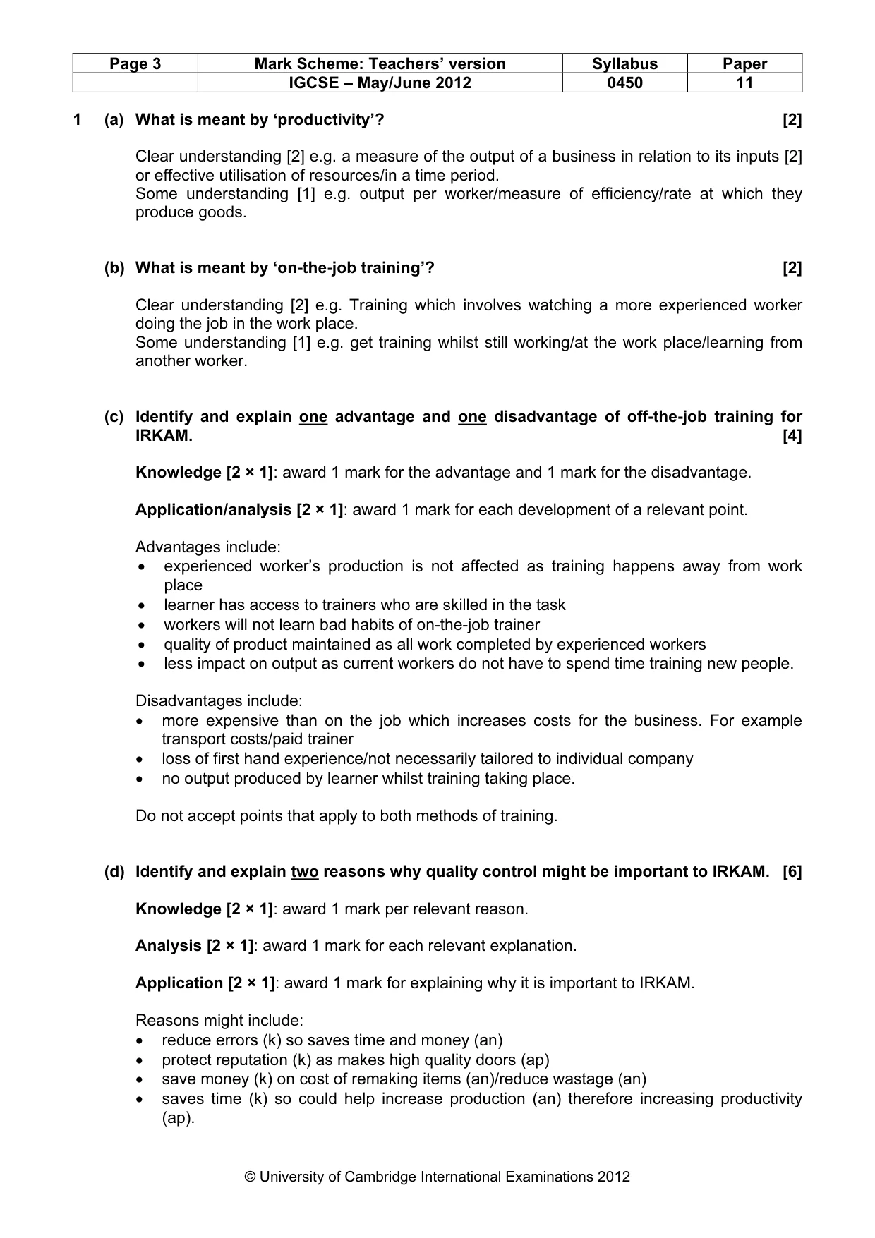 Mark scheme, page 3 of 12