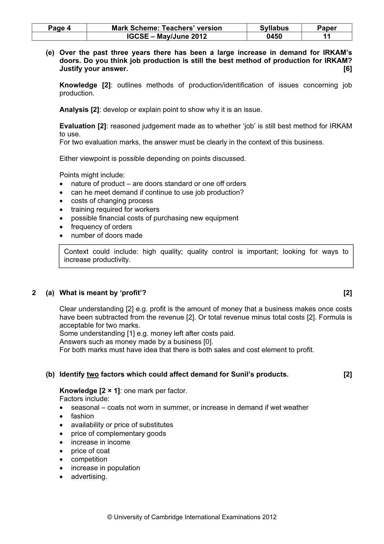 Mark scheme, page 4 of 12