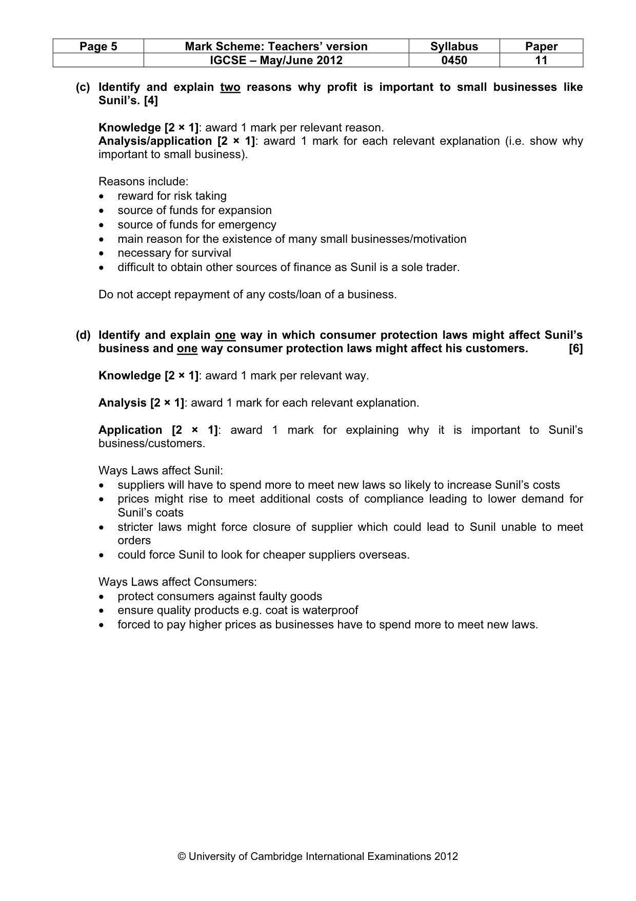 Mark scheme, page 5 of 12