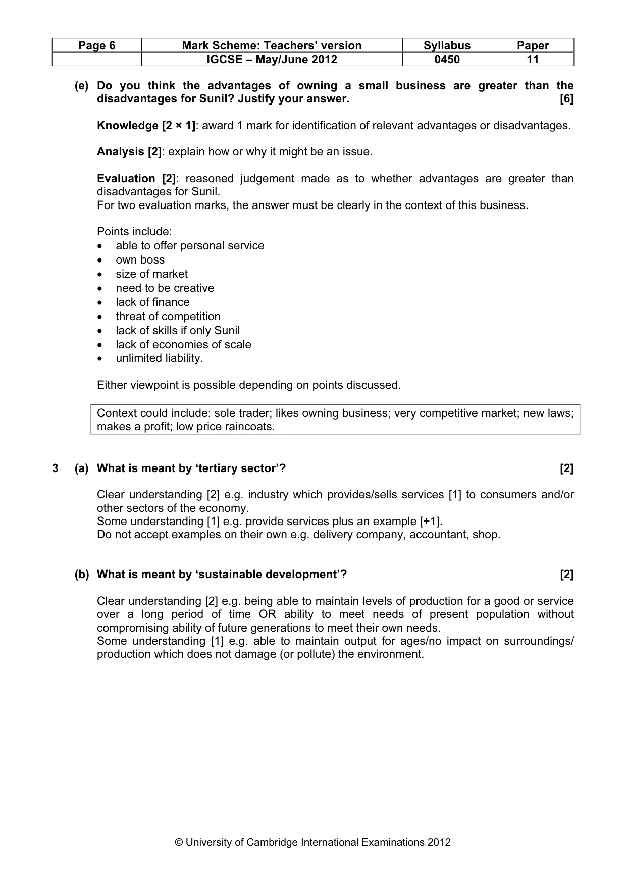Mark scheme, page 6 of 12