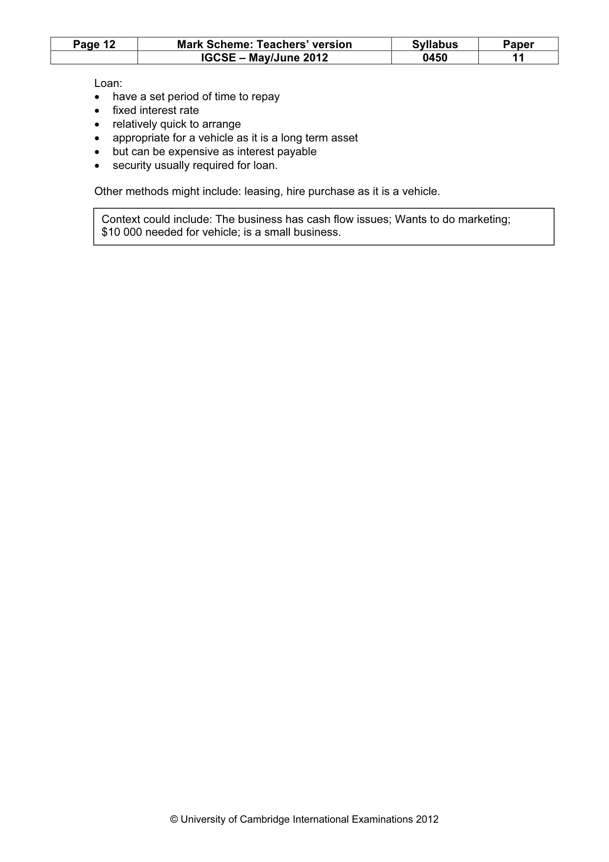 Mark scheme, page 12 of 12