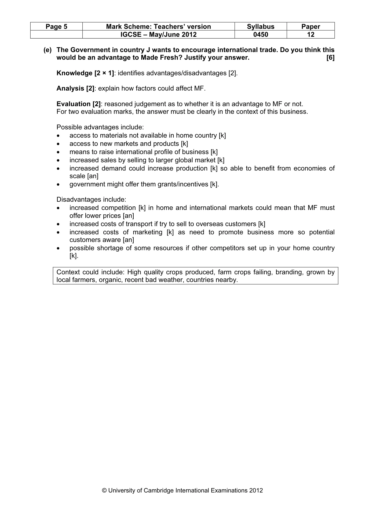Mark scheme, page 5 of 14