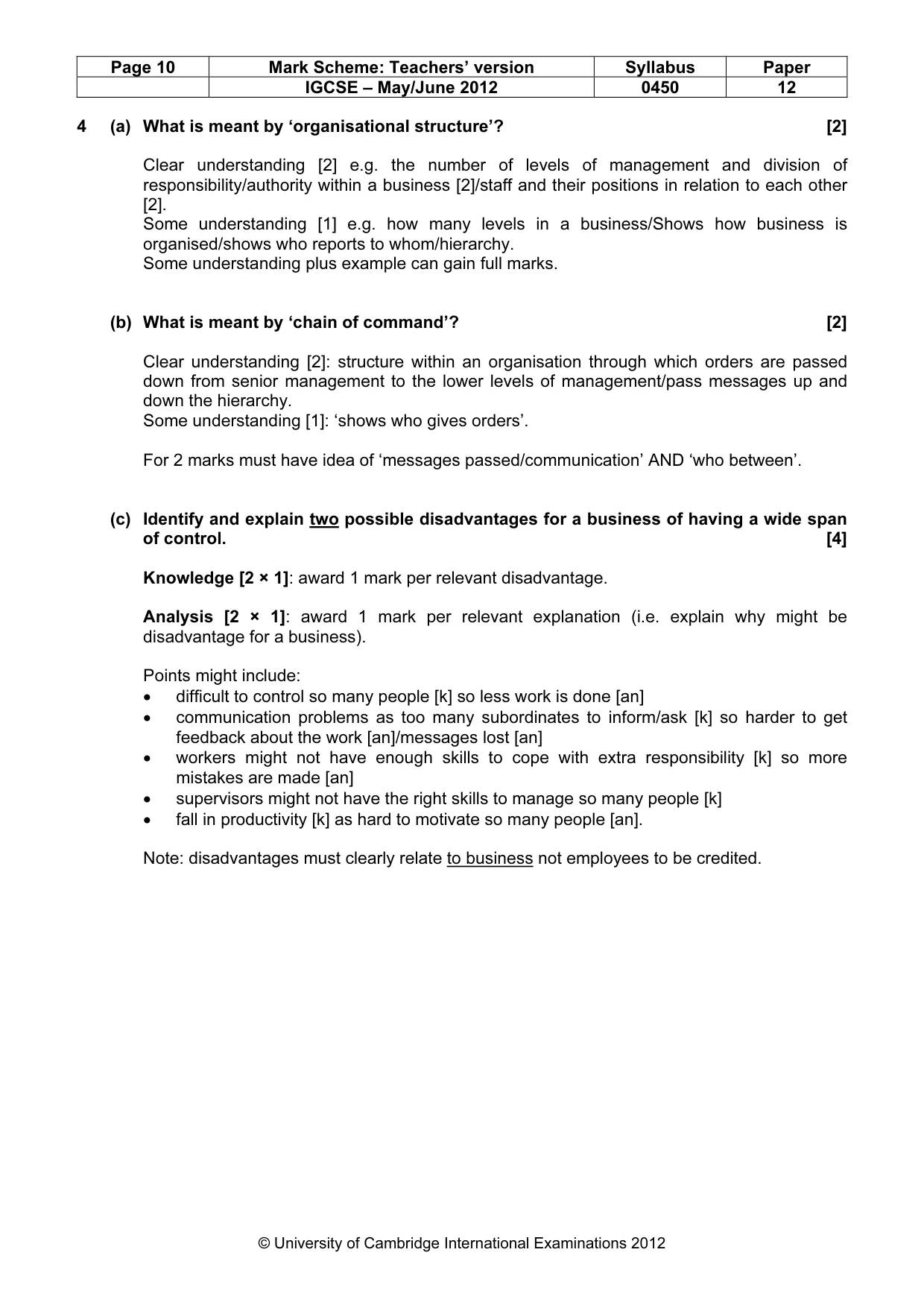 Mark scheme, page 10 of 14