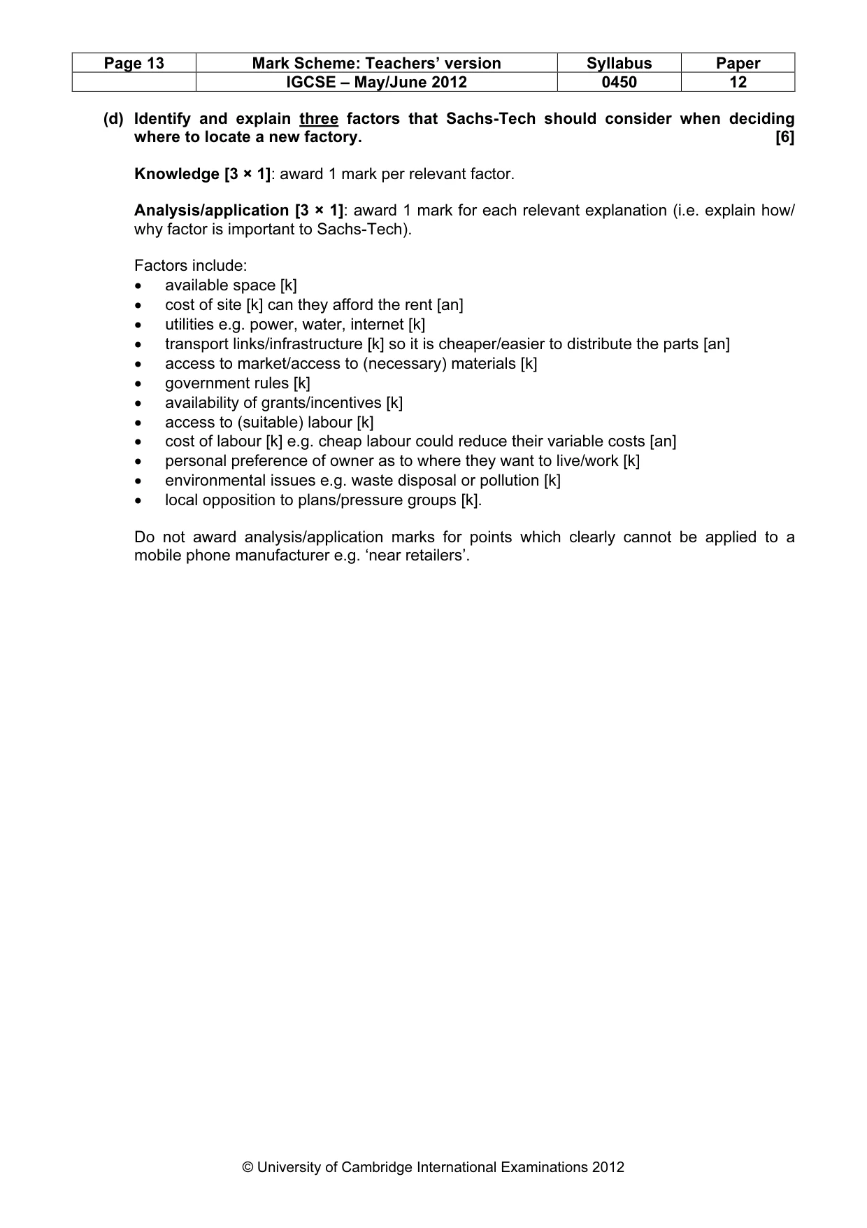 Mark scheme, page 13 of 14