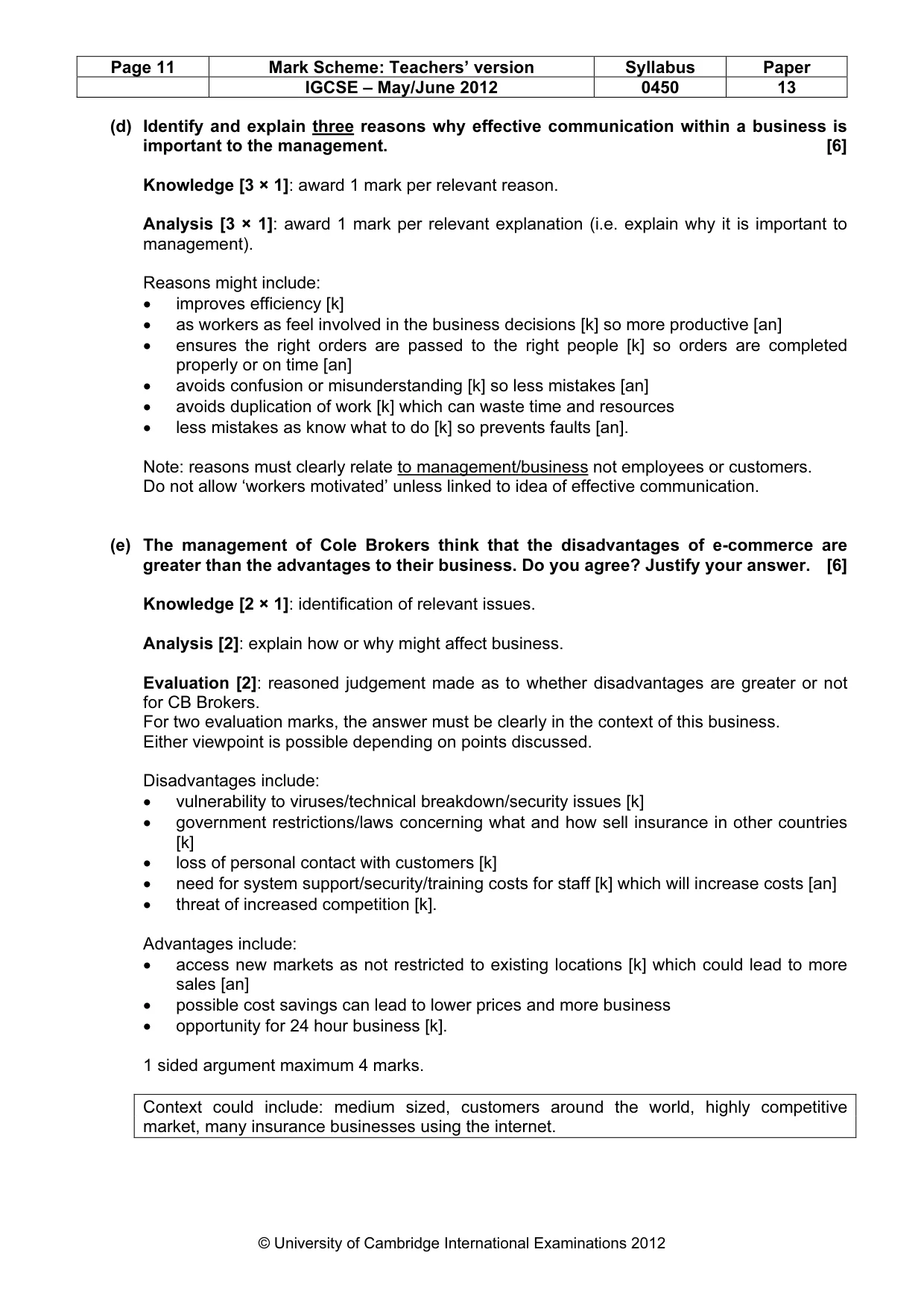Mark scheme, page 11 of 14