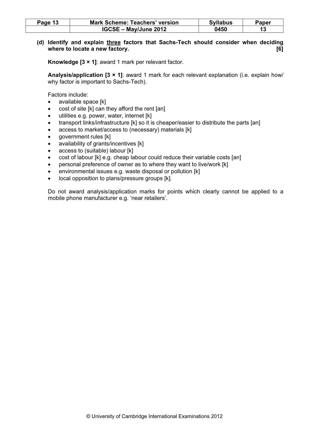 Mark scheme, page 13 of 14
