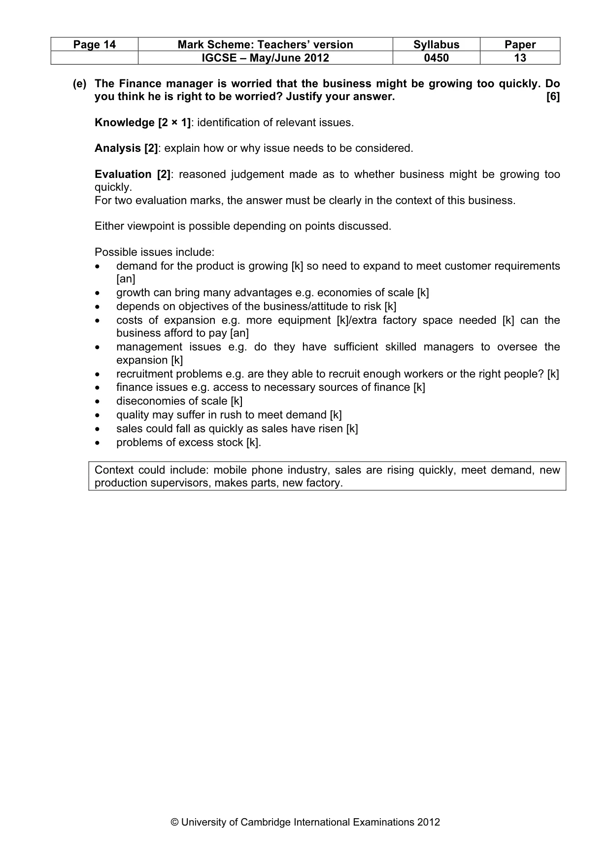Mark scheme, page 14 of 14