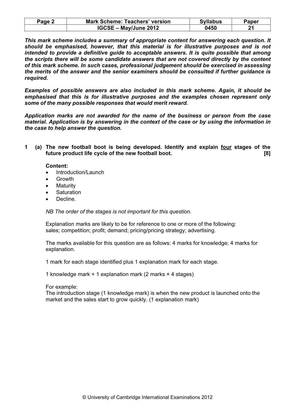 Mark scheme, page 2 of 12