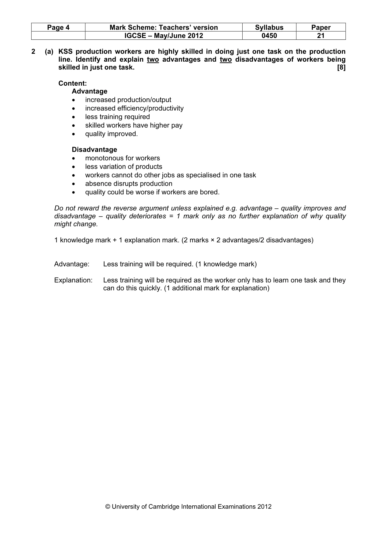 Mark scheme, page 4 of 12