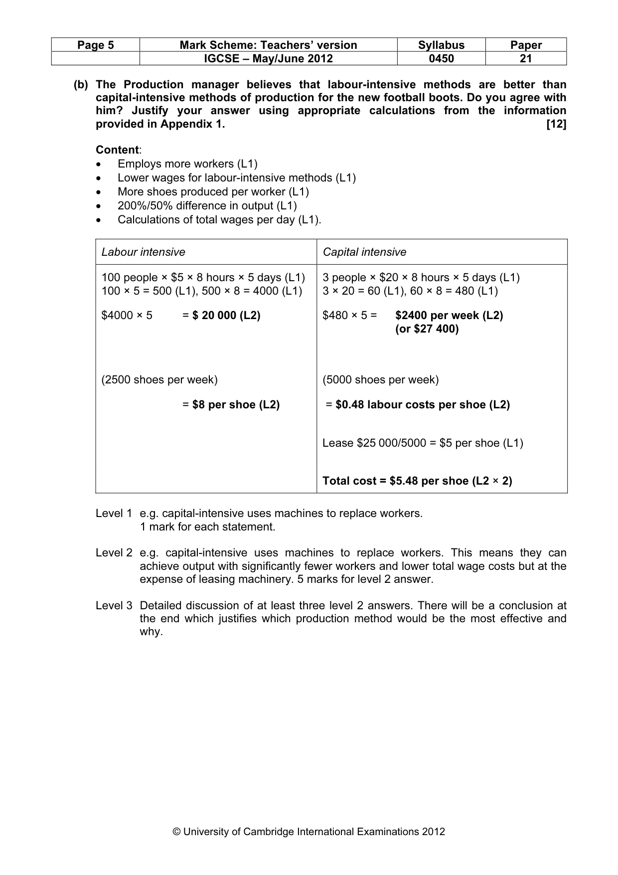 Mark scheme, page 5 of 12