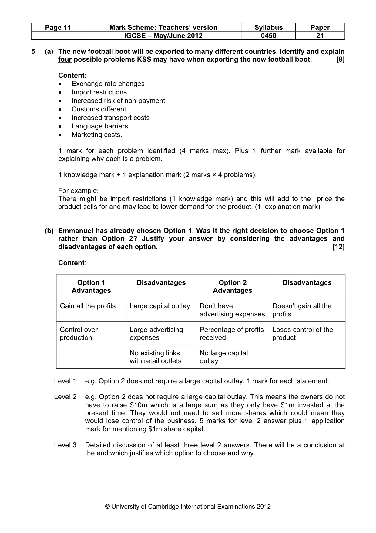 Mark scheme, page 11 of 12