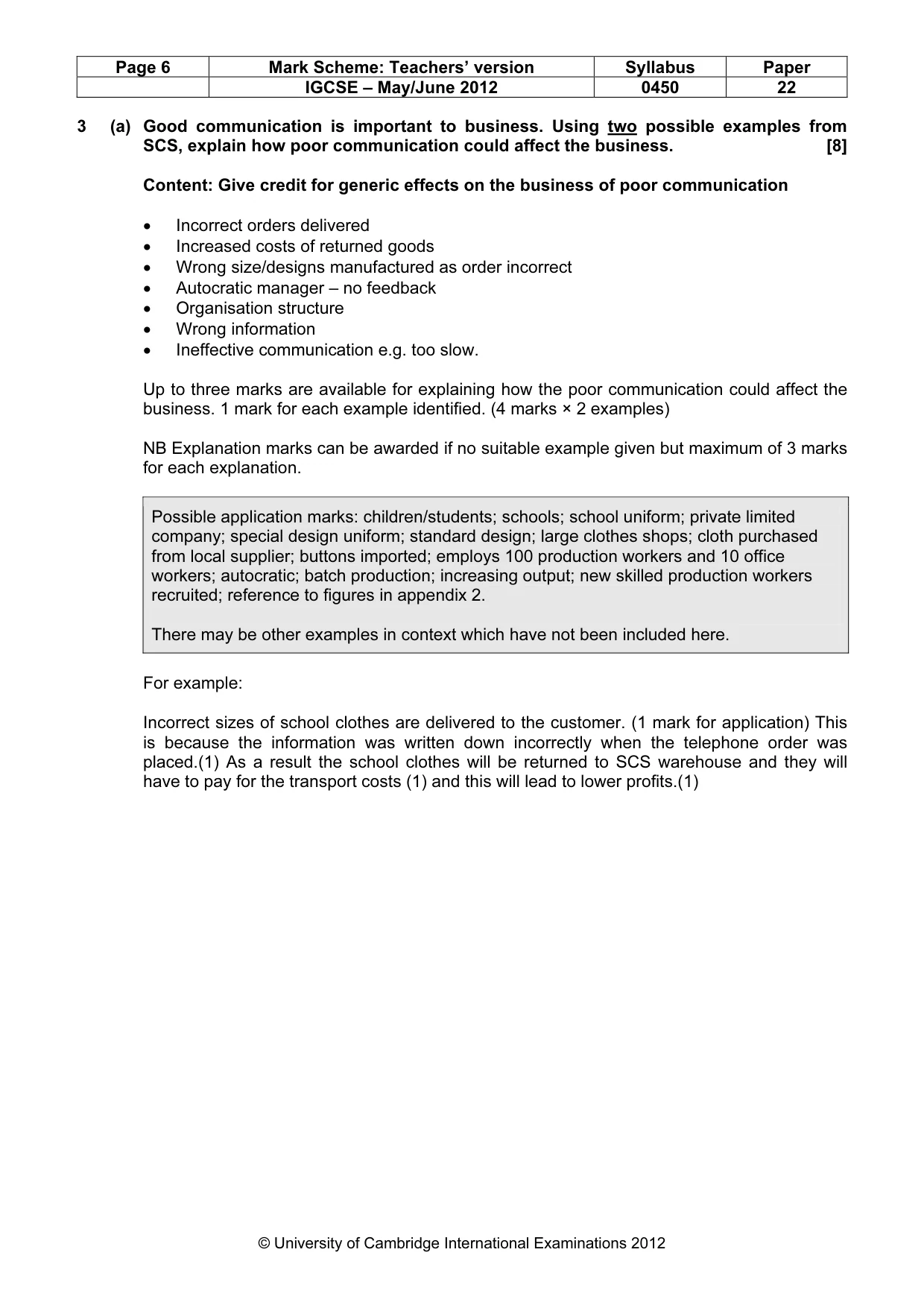 Mark scheme, page 6 of 12