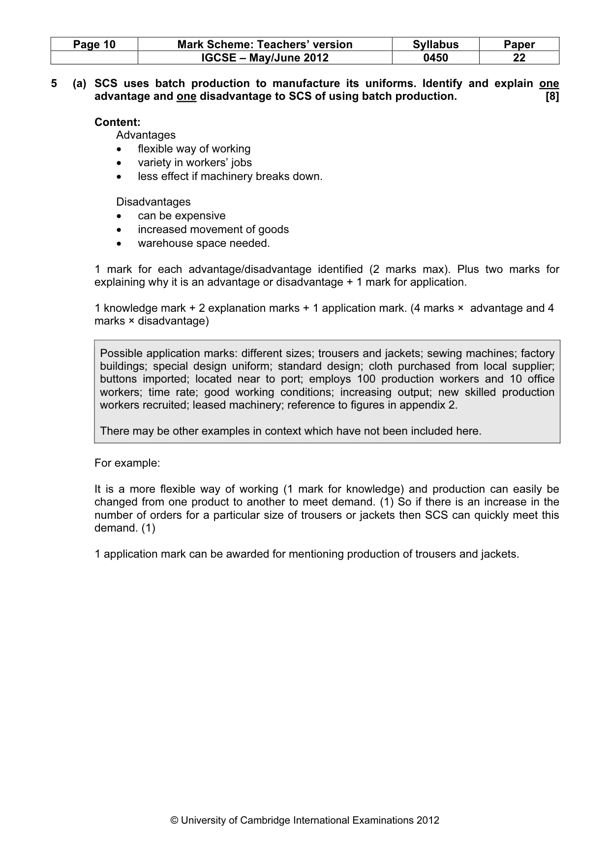 Mark scheme, page 10 of 12