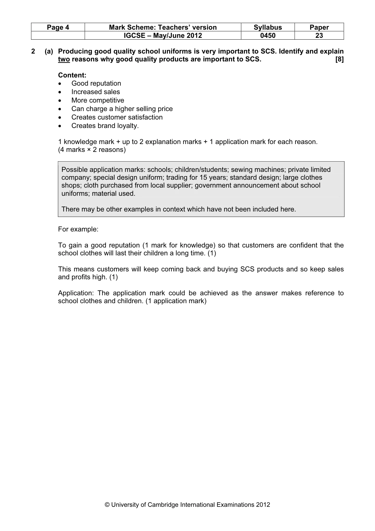 Mark scheme, page 4 of 12