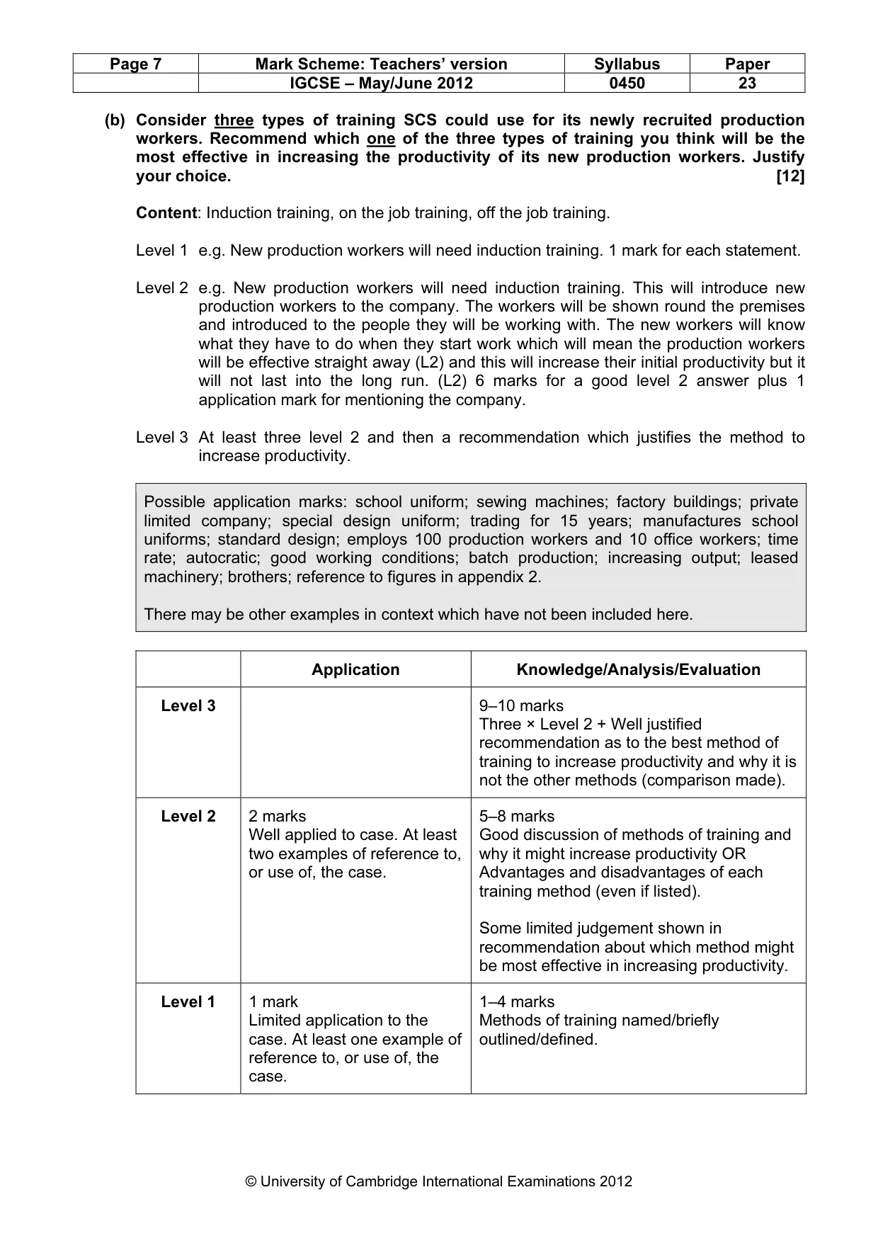 Mark scheme, page 7 of 12